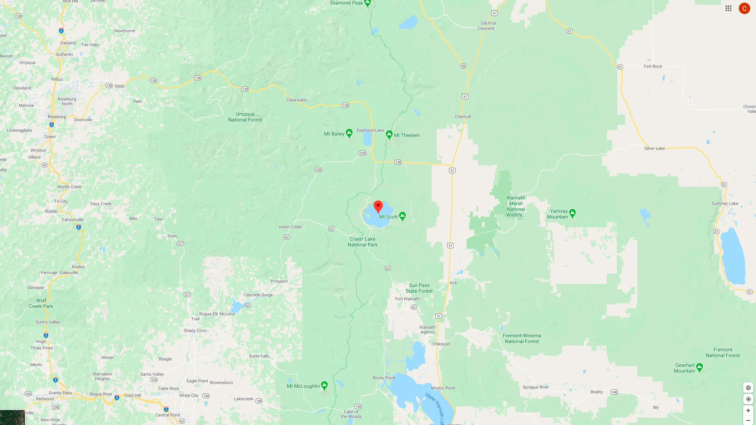 Crater Lake Map