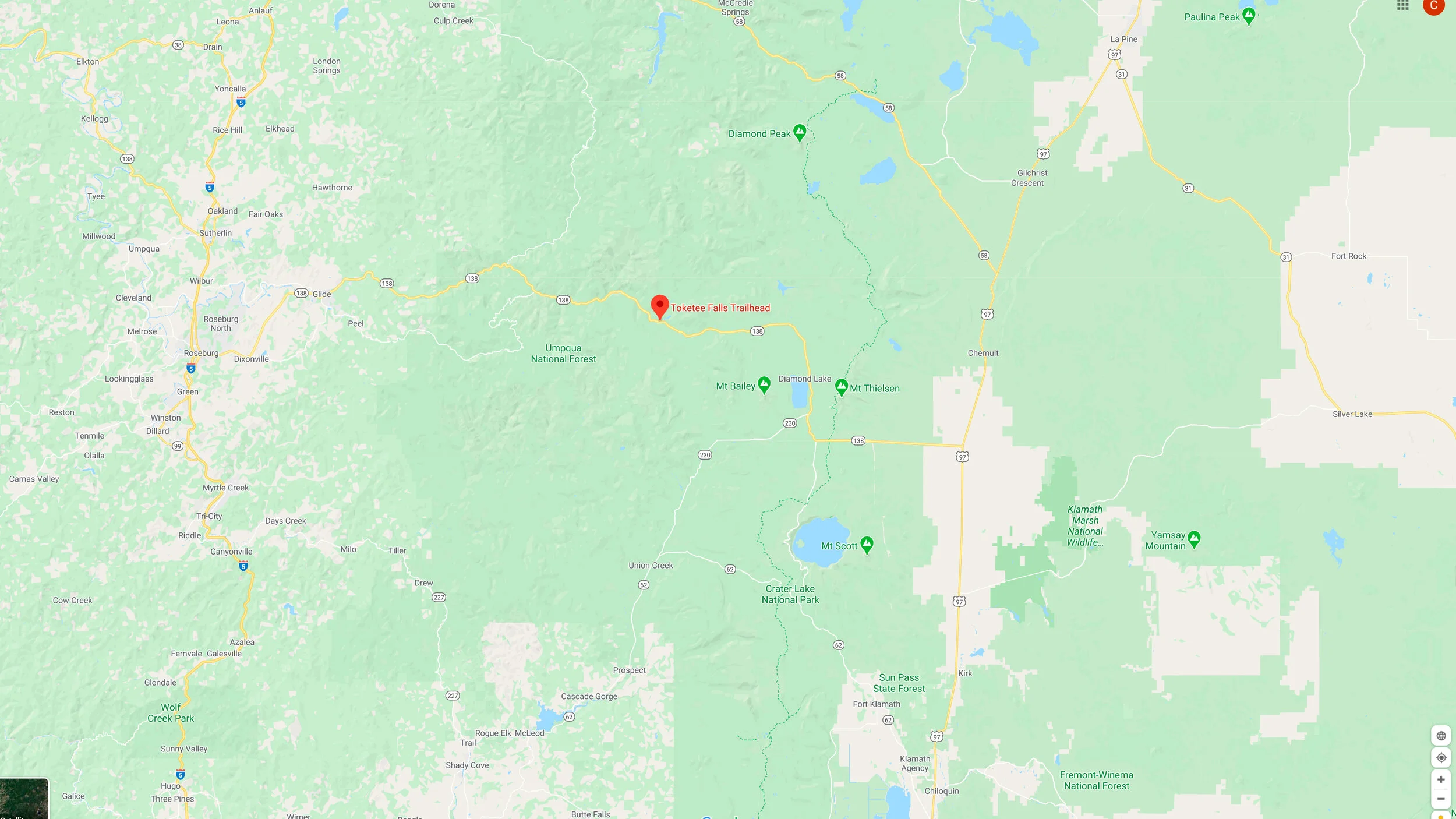 Toketee Falls Map