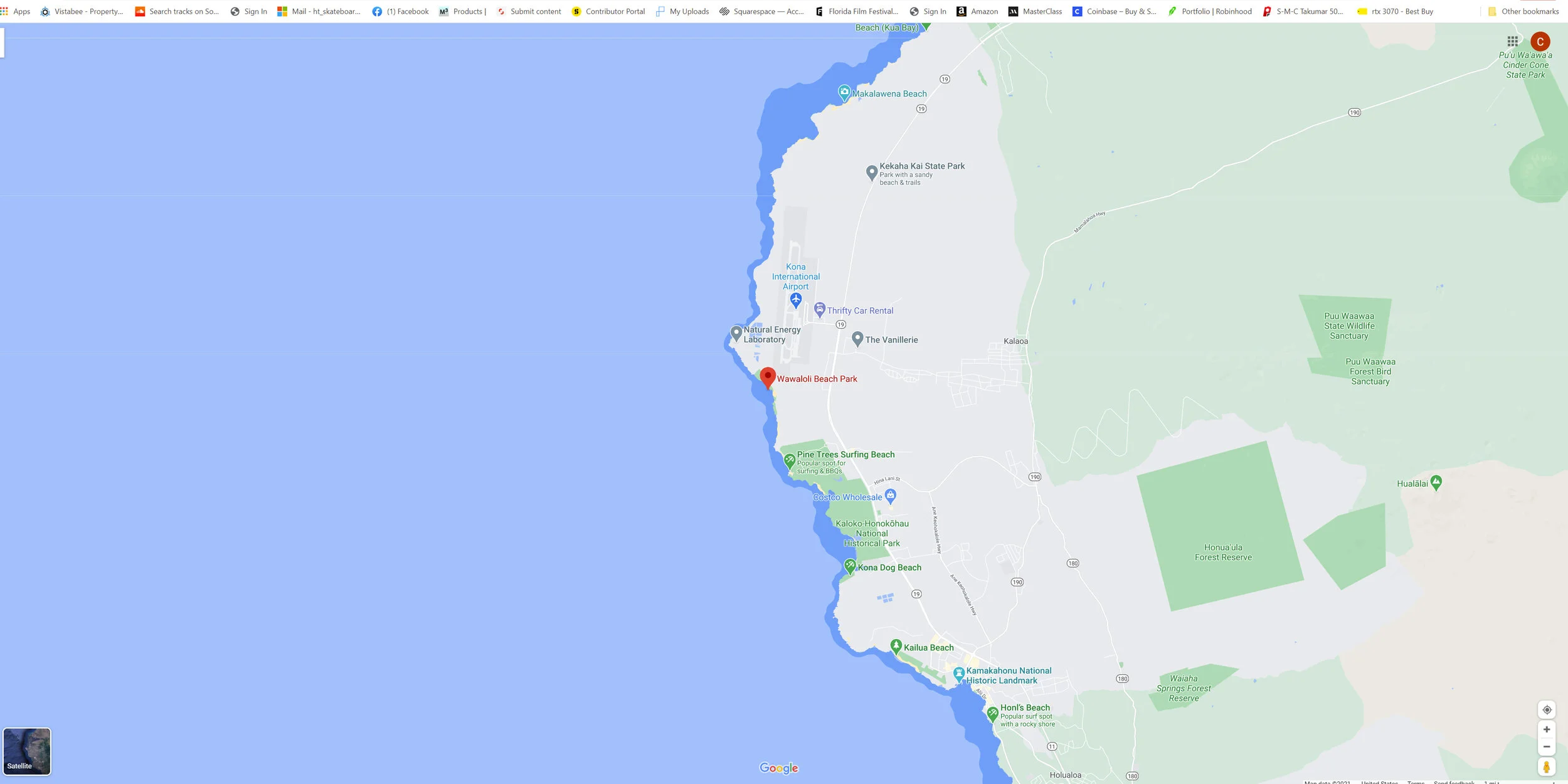 Wawaloli Beach Park Map