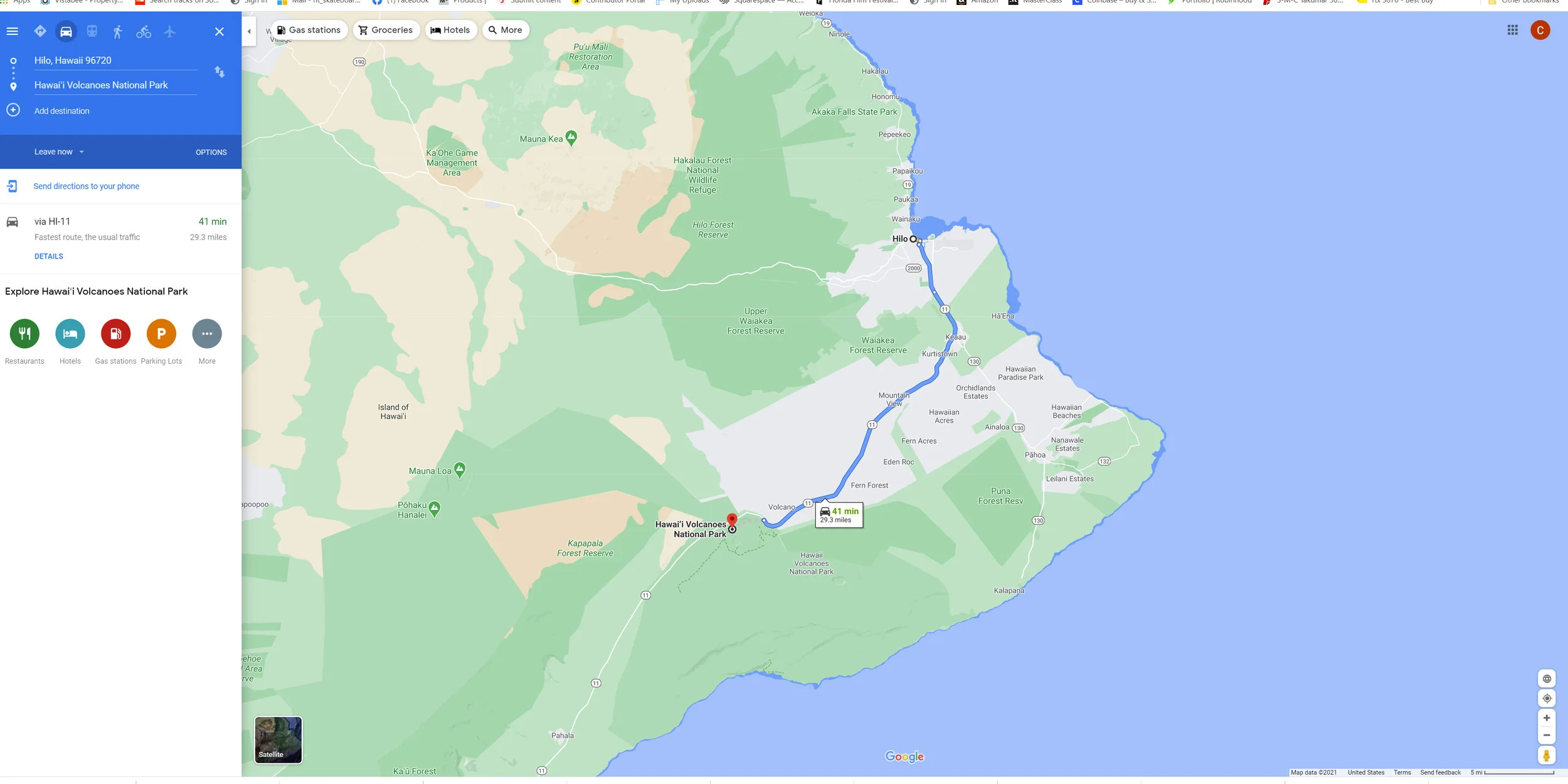 Volcanoes National Park Map