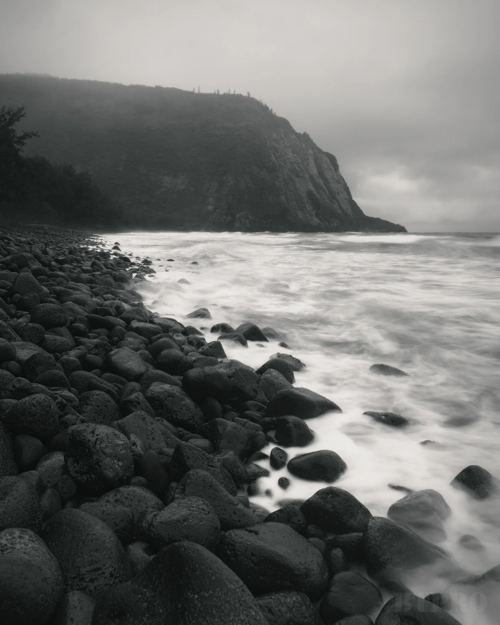 Black and White Edit Sunrise at Waipio Valley