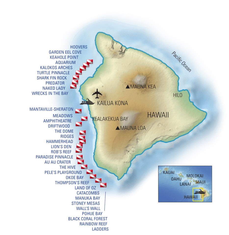 Big Island Dive Sites Map