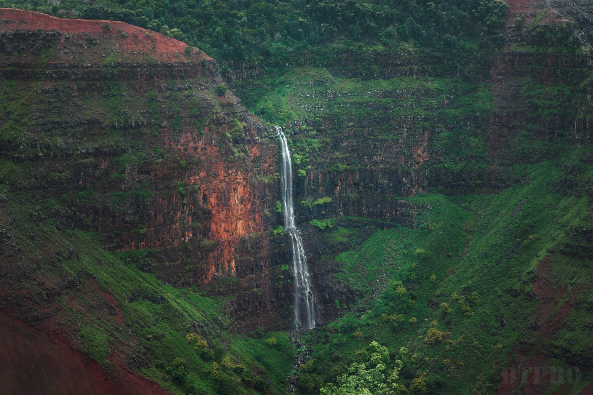 Long Shot of a Distant Waterfall
