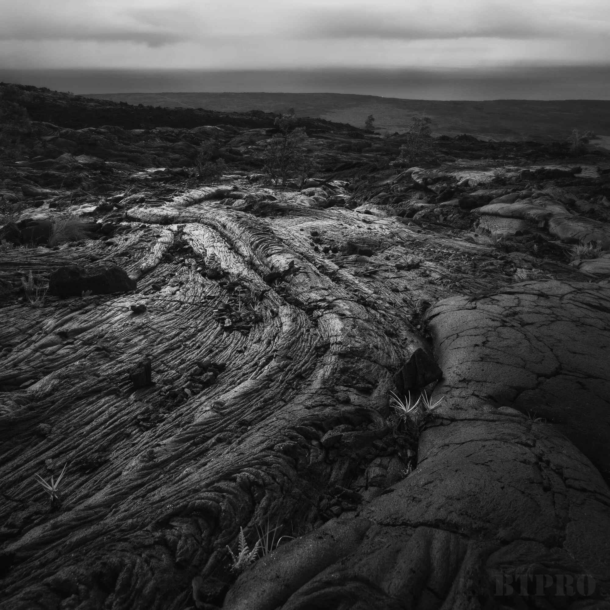 Black and White Edit Sunrise at Volcanoes National Park