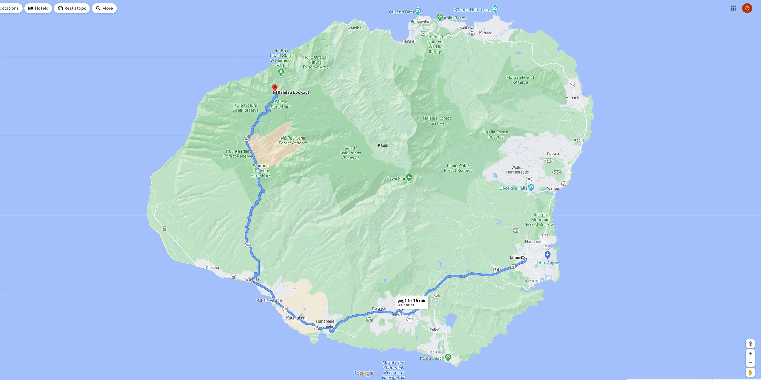 Kalalau Lookout Map
