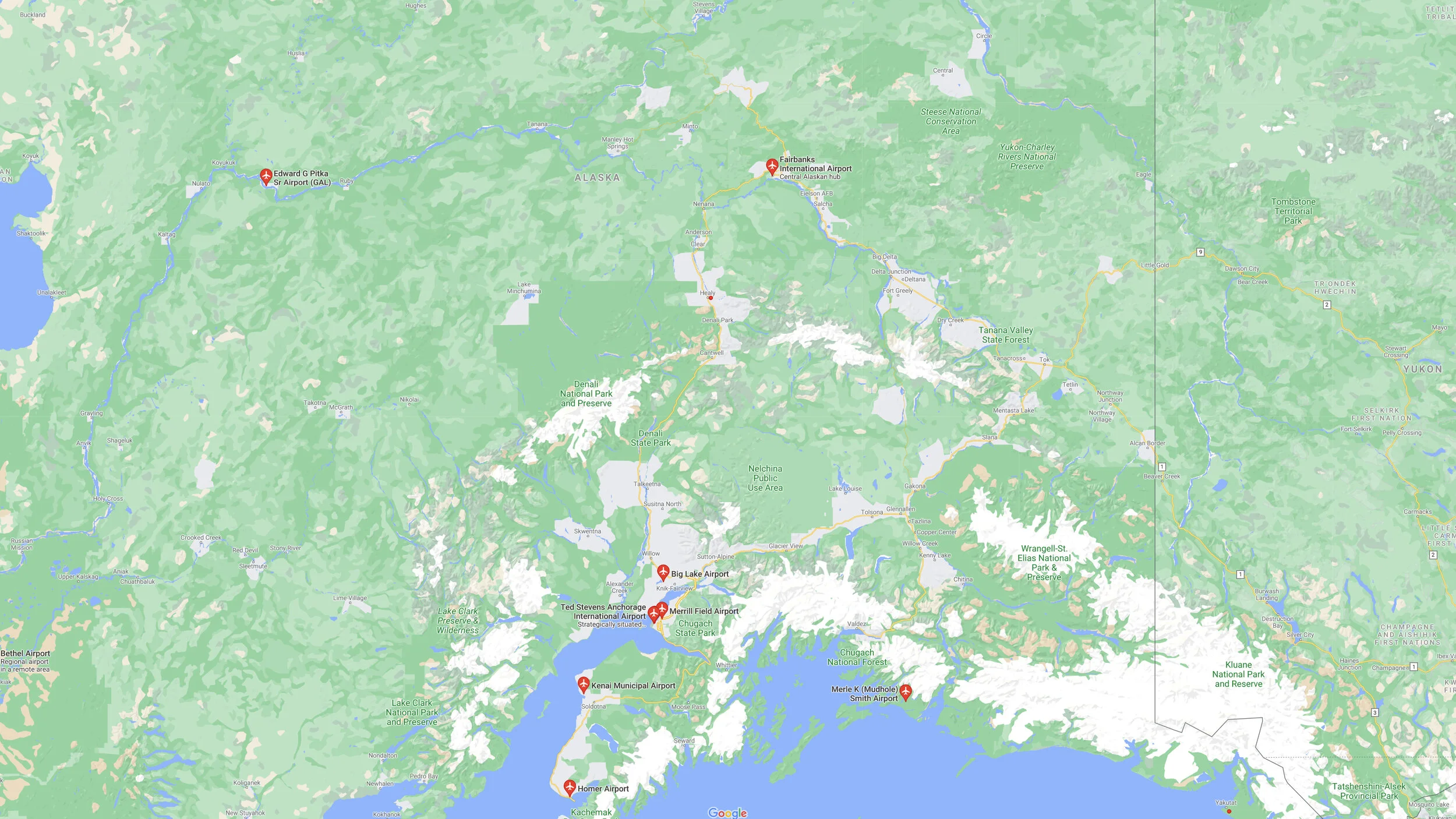Alaska Airports Map