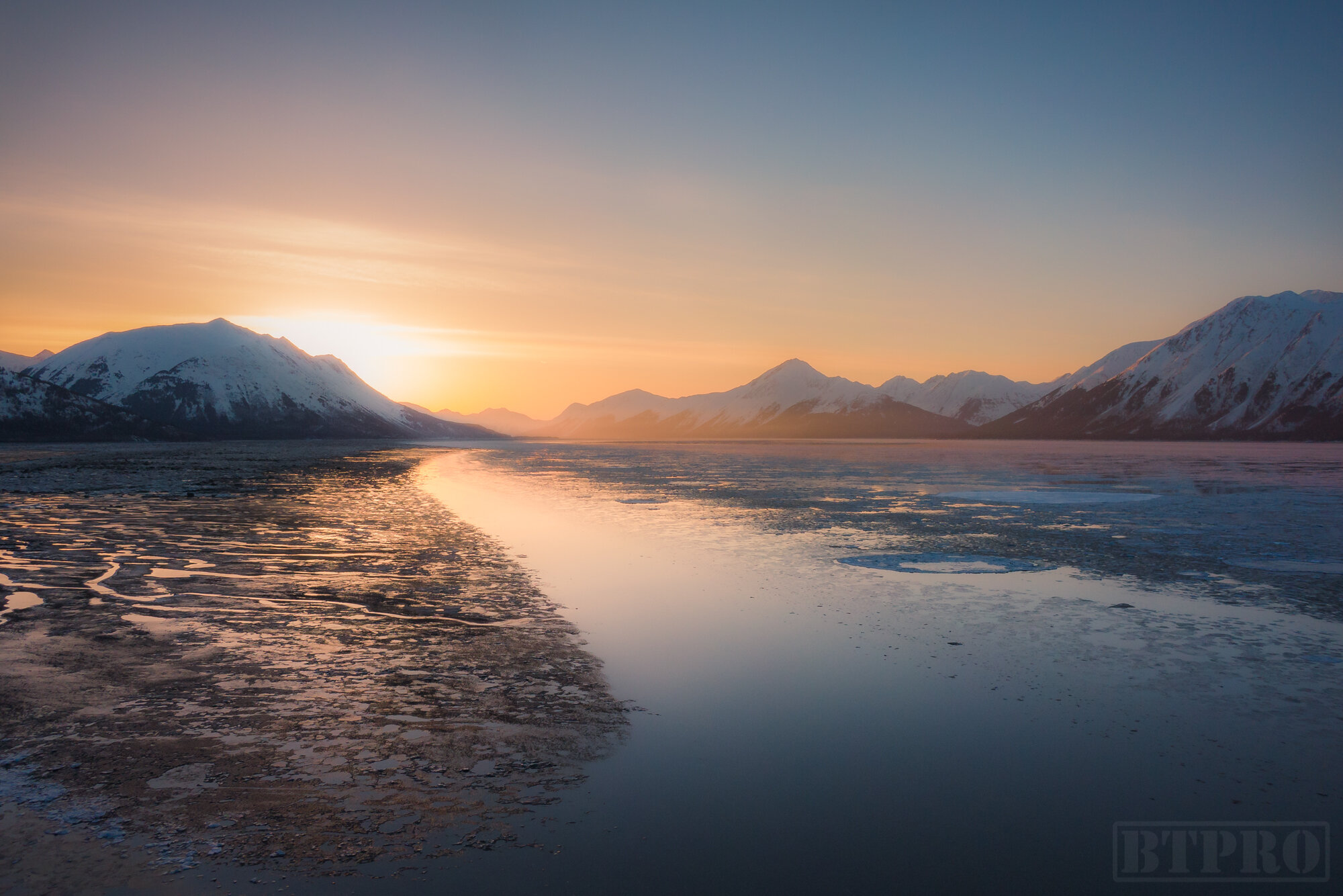 Drone Shot of Sunrise on Seward Highway