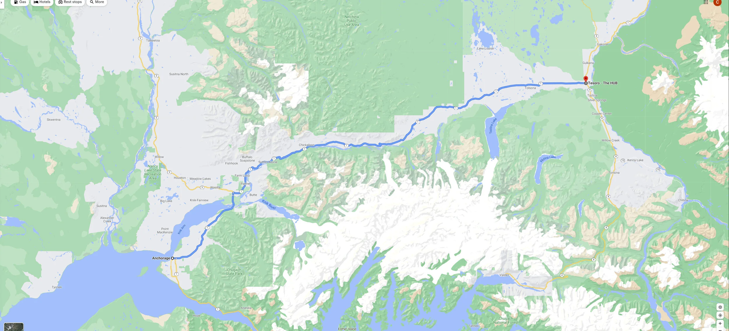 Glenn Highway Map