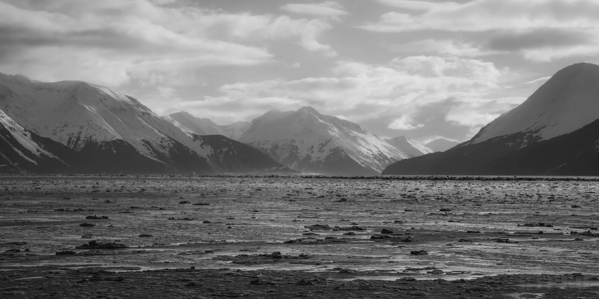 Seward Mountains in Black and White