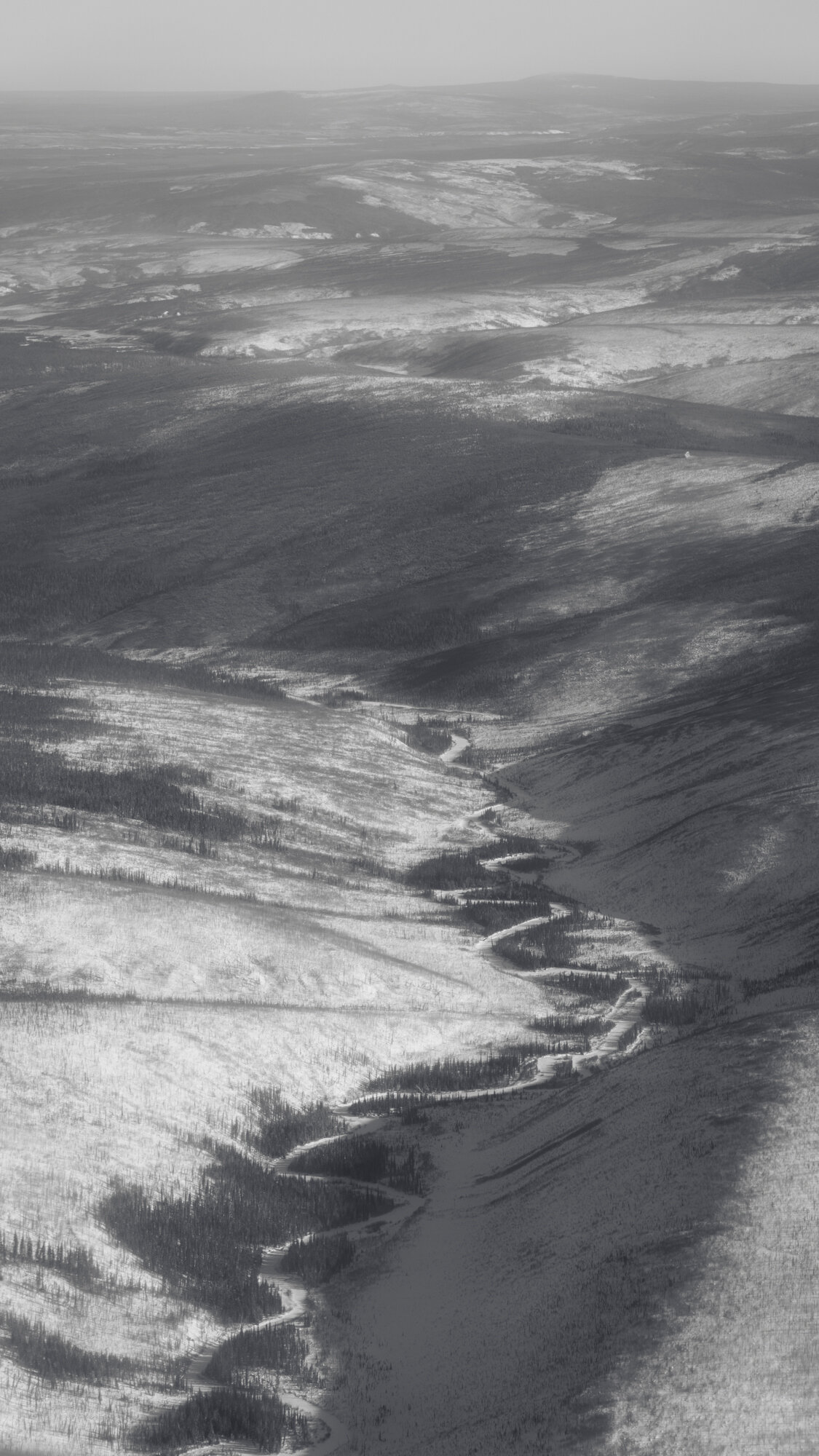 Aerial Shot of a Snowy Valley