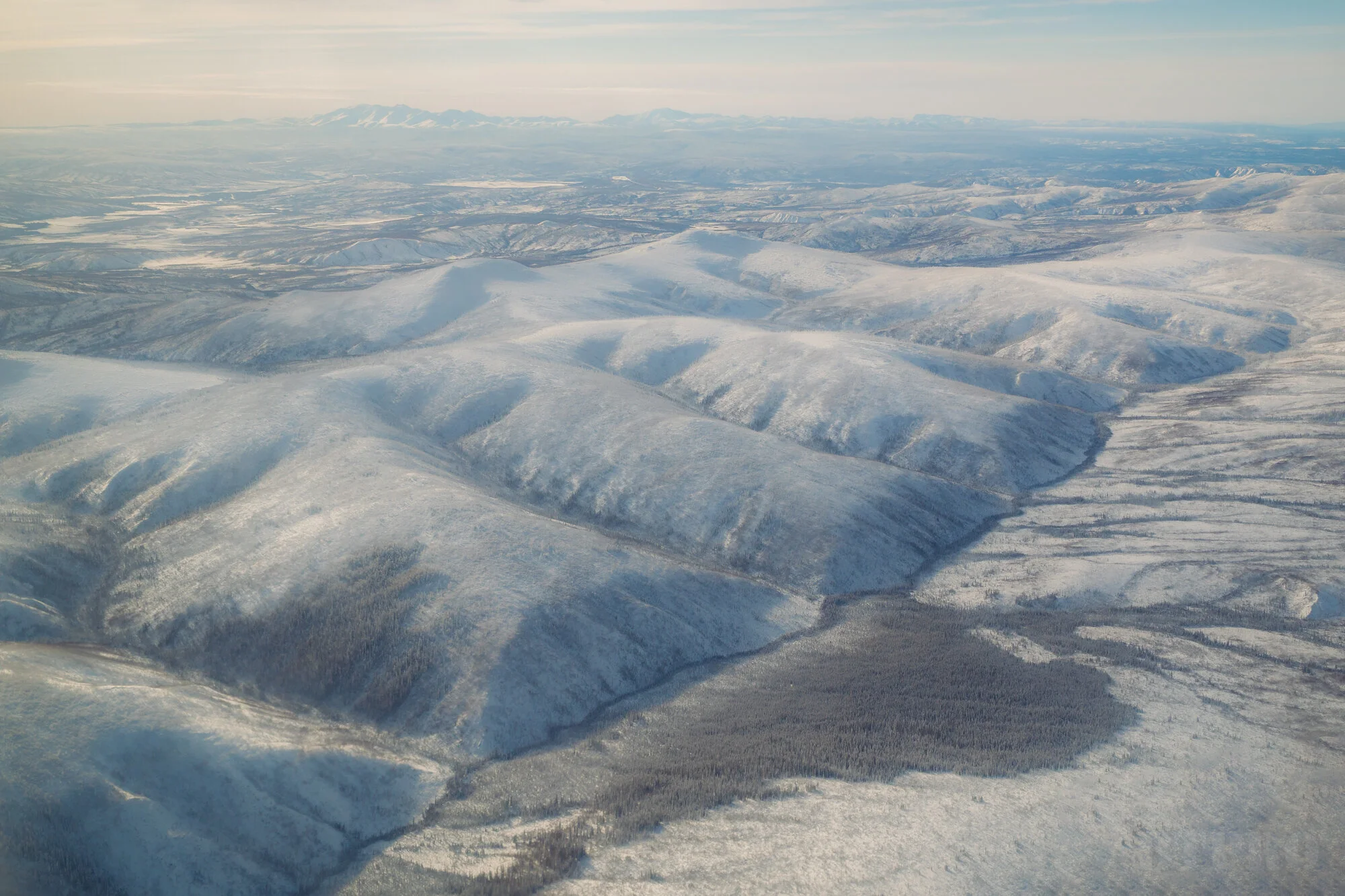 Aerial Shot of Snowy Mountains