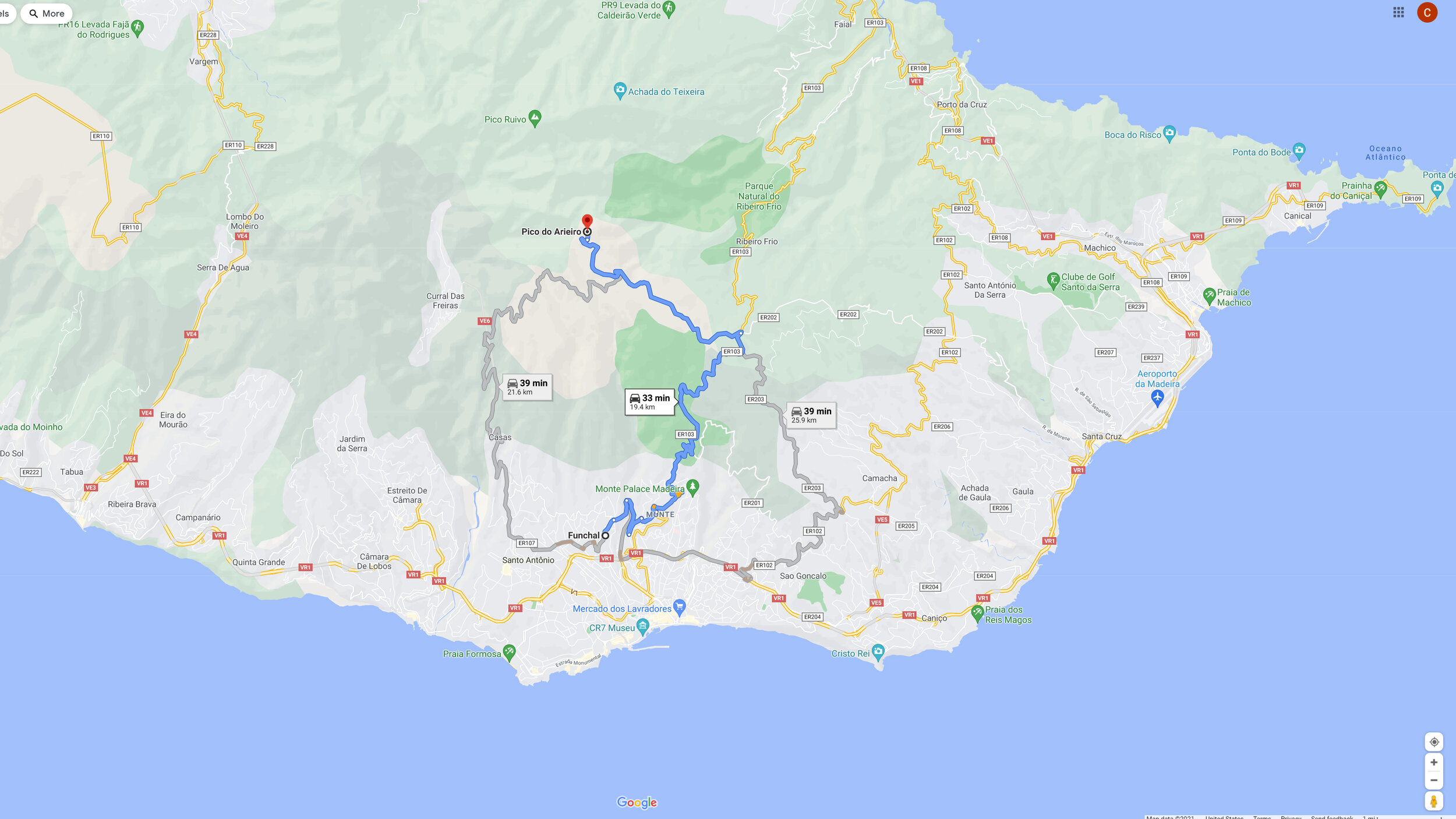 Pico Do Arieiro Map