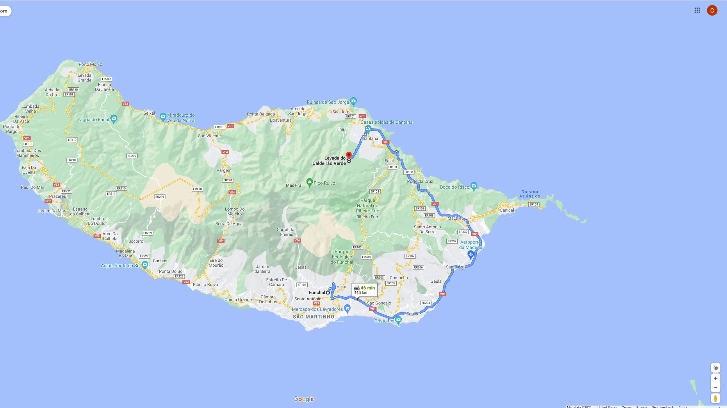 Levada Do Caldeirao Verde Map
