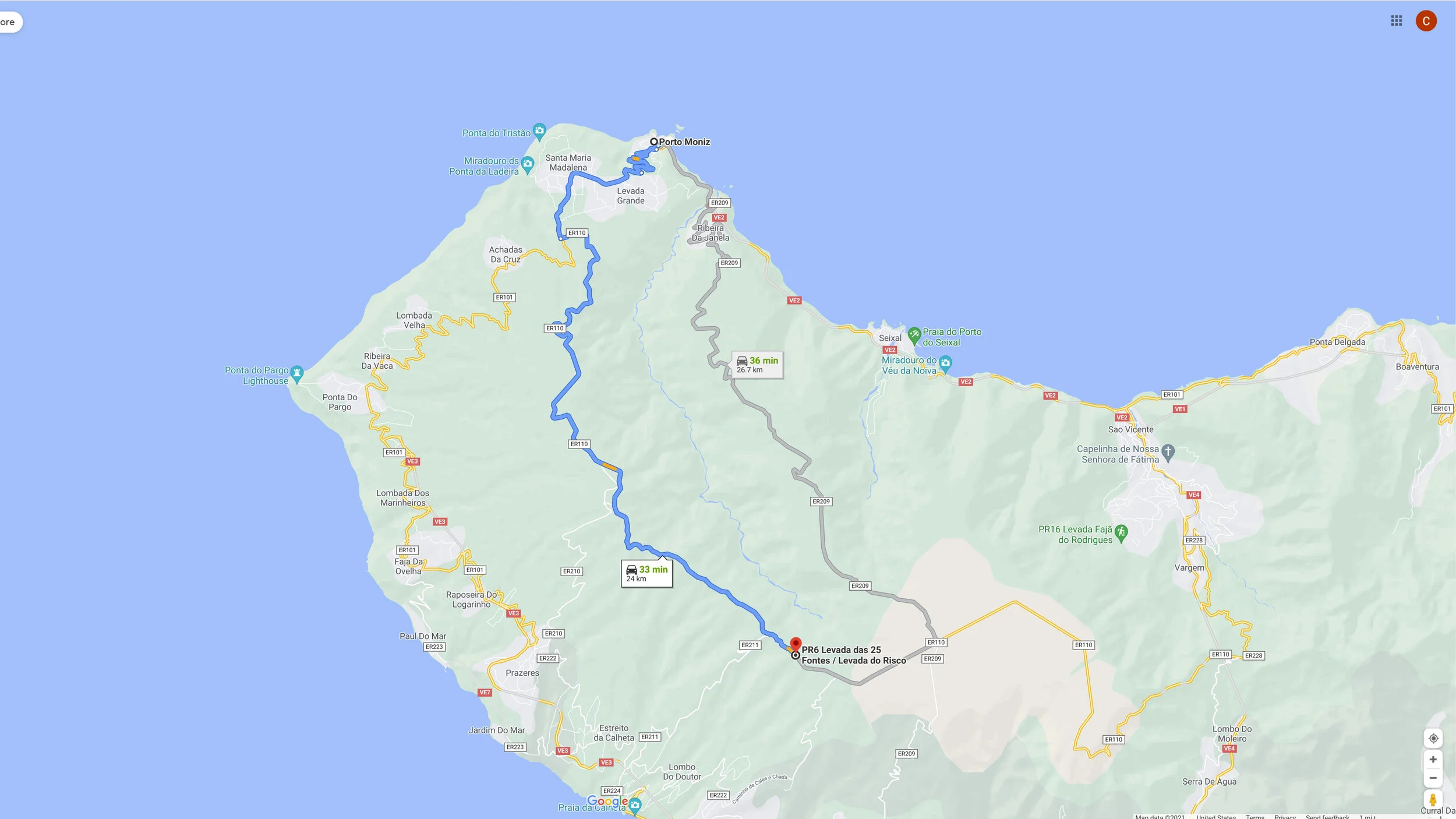 Levada Das 25 Fontes Map