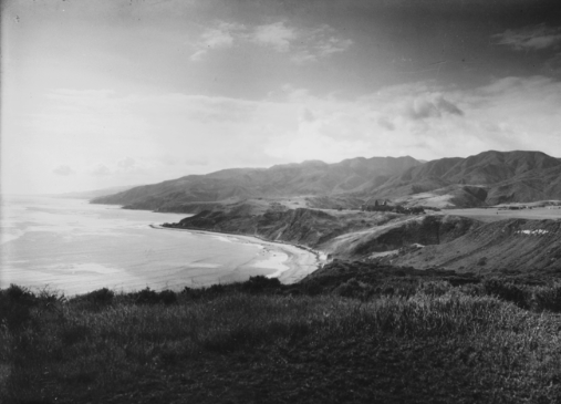 Historic view of Palisades mesa with Ince Civilization movie set in distance