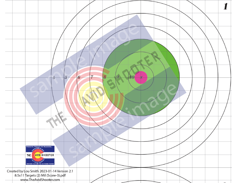 8.5x11 Targets (5) Mil (Score-3) — The Avid Shooter