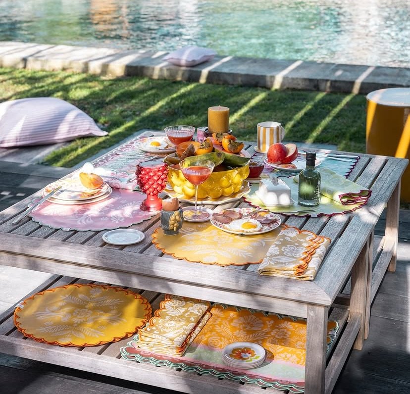 NEW Collection now in store at C&Ocirc;T&Eacute; NORD&hellip;
Set a colourful table indoors/outdoors defying grey clouds of late autumn with ALEGRIA coated cotton placemats (38 cm round and 50x36cm rectangle) napkins plus tea towels Made in France by