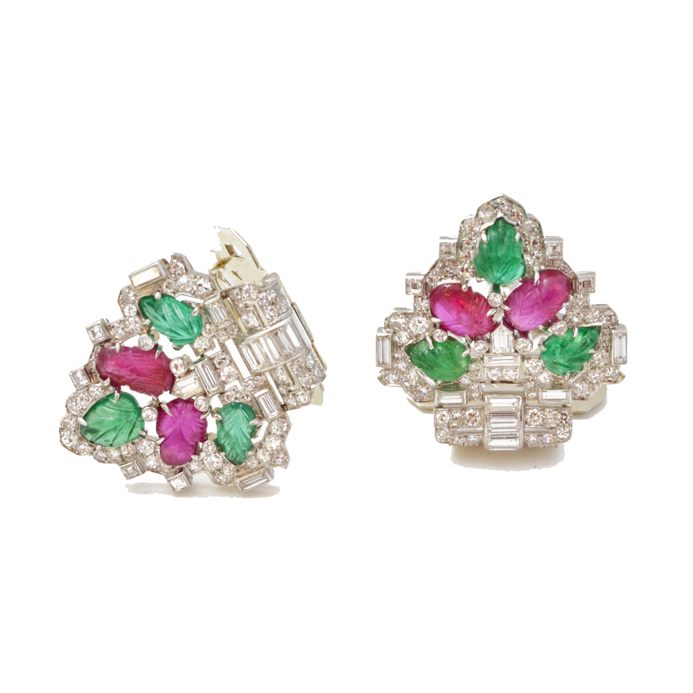 A pair of Art Deco clips by Mauboussin.  French, circa 1925.