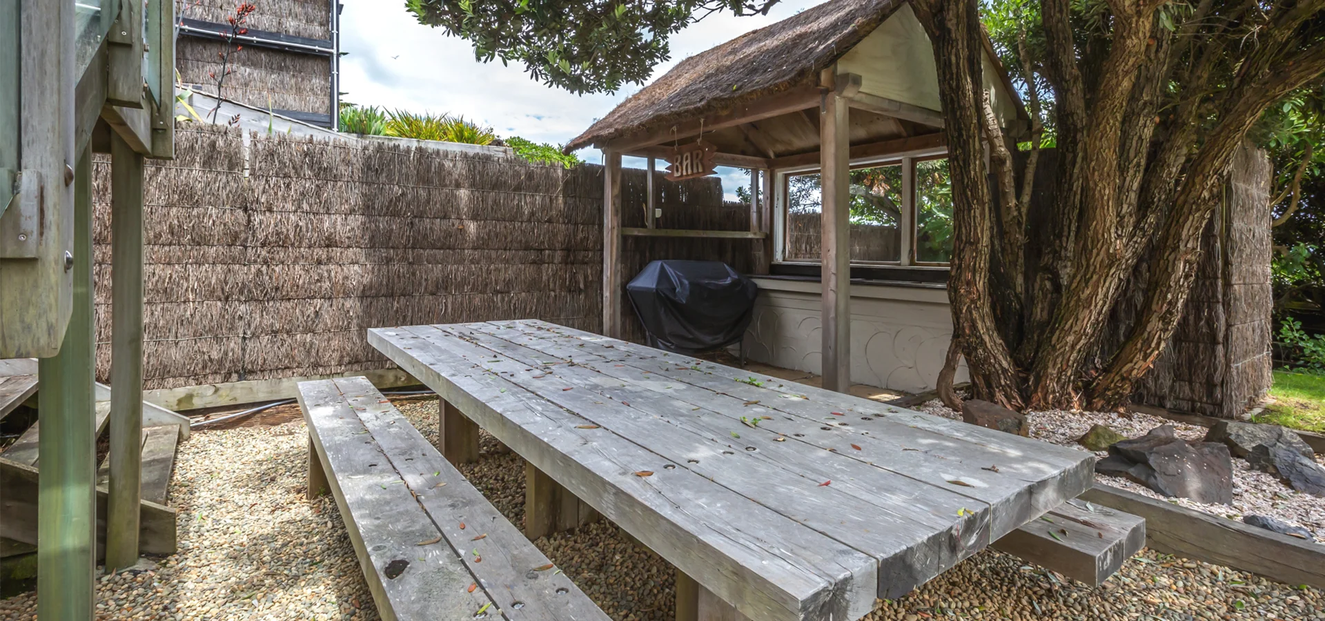 Outside table and garden dining area