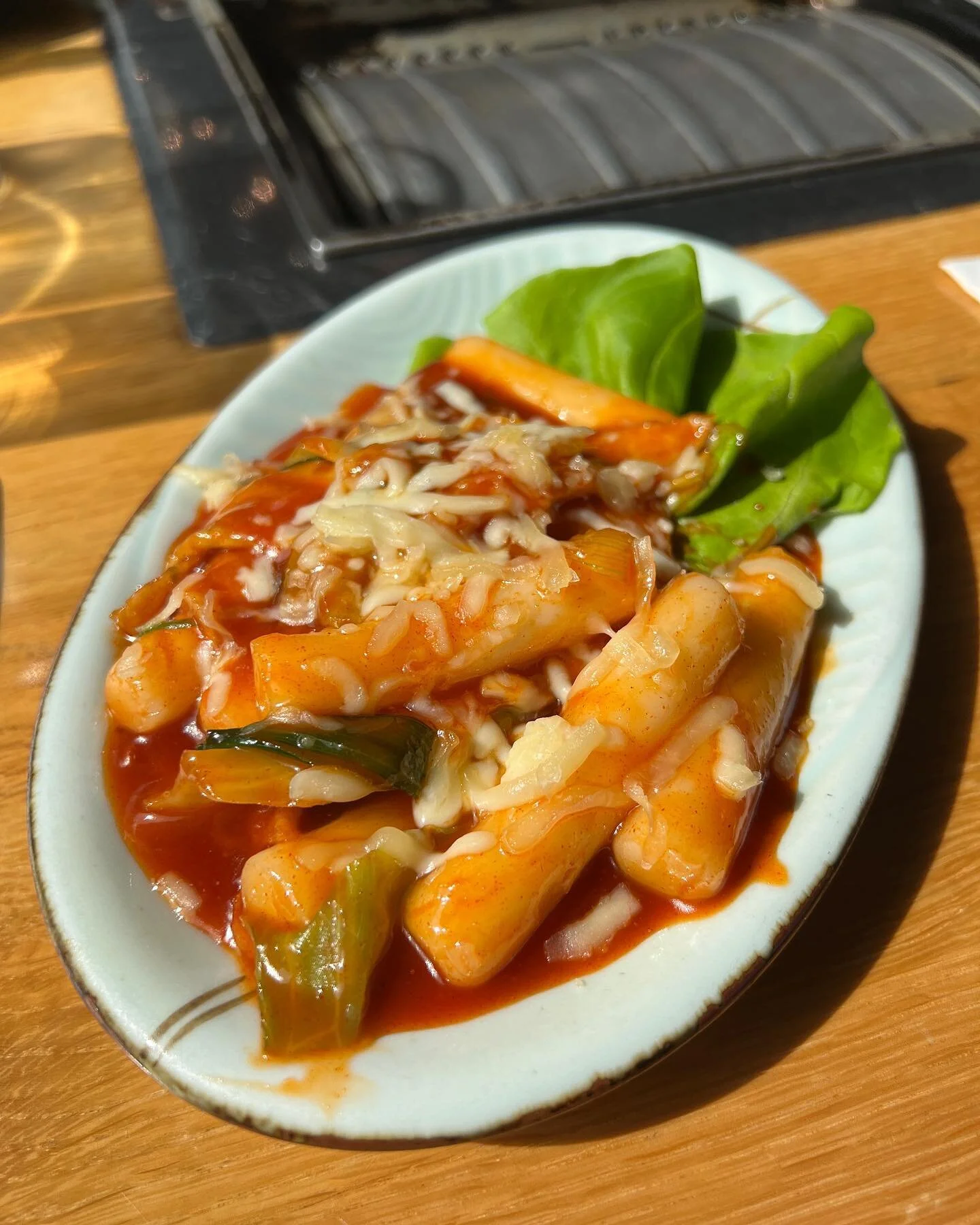 As you often see in K-shows, tteokbokki/spicy rice cake. 

Lovely rice cakes served in a rich spicy chilli sauce with cheese served on top 😇

Tteokbokki - &pound;7.90
.
.
.
.
.
.
#instagram #instafood #food #koreanbbq #kbbq #london #ukig #superstarb