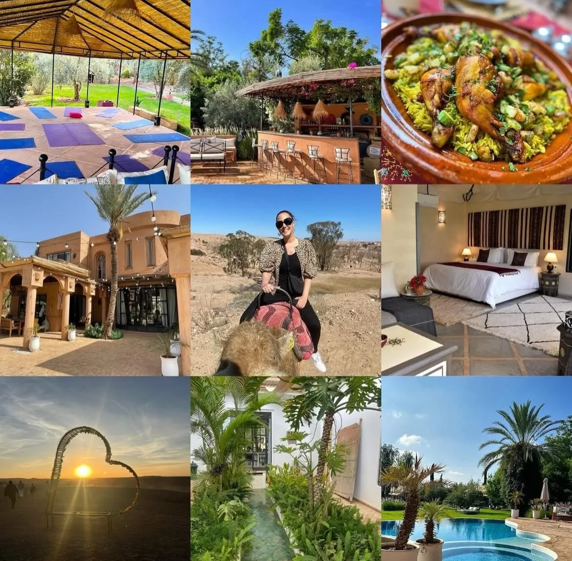Marrakesh Pilates retreat photos collage