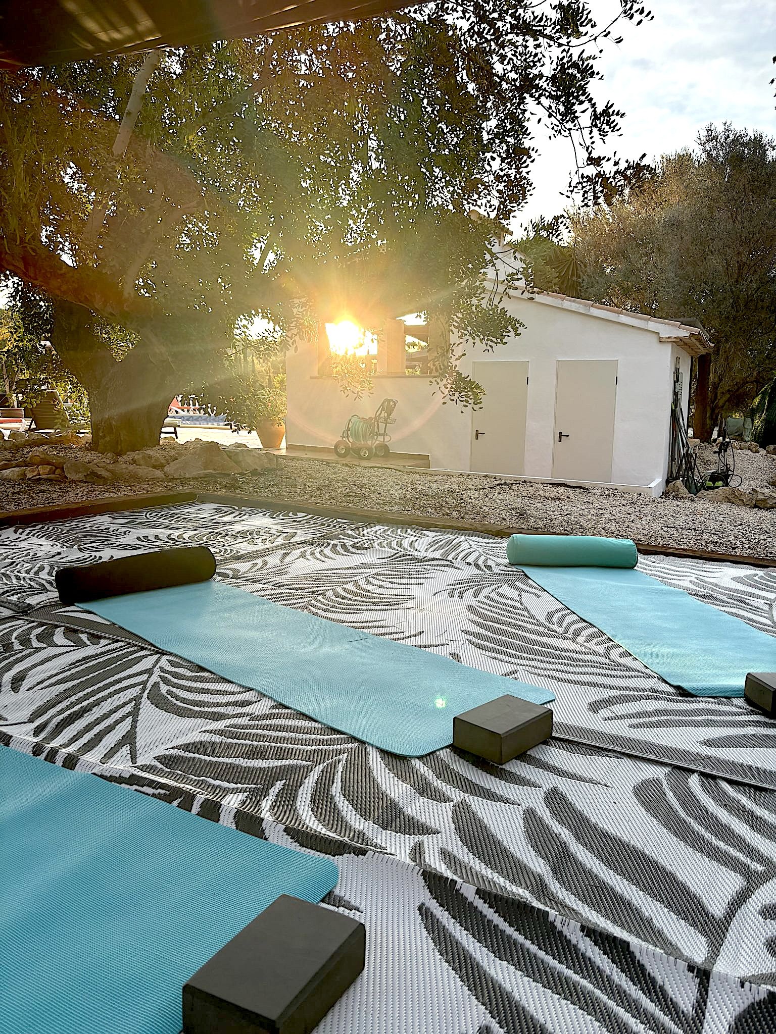 pilates mats outside at a retreat in Costa Blanca