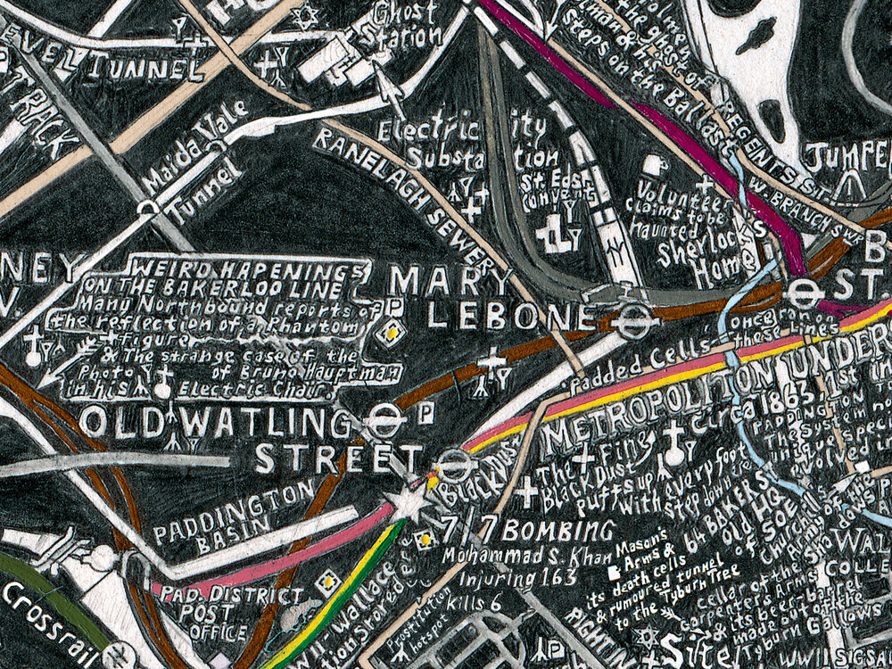 I list past bombings and disasters, and rename some of the stations to rekindle the area’s past, whilst adding emotional epithets to certain sections of the transport network.