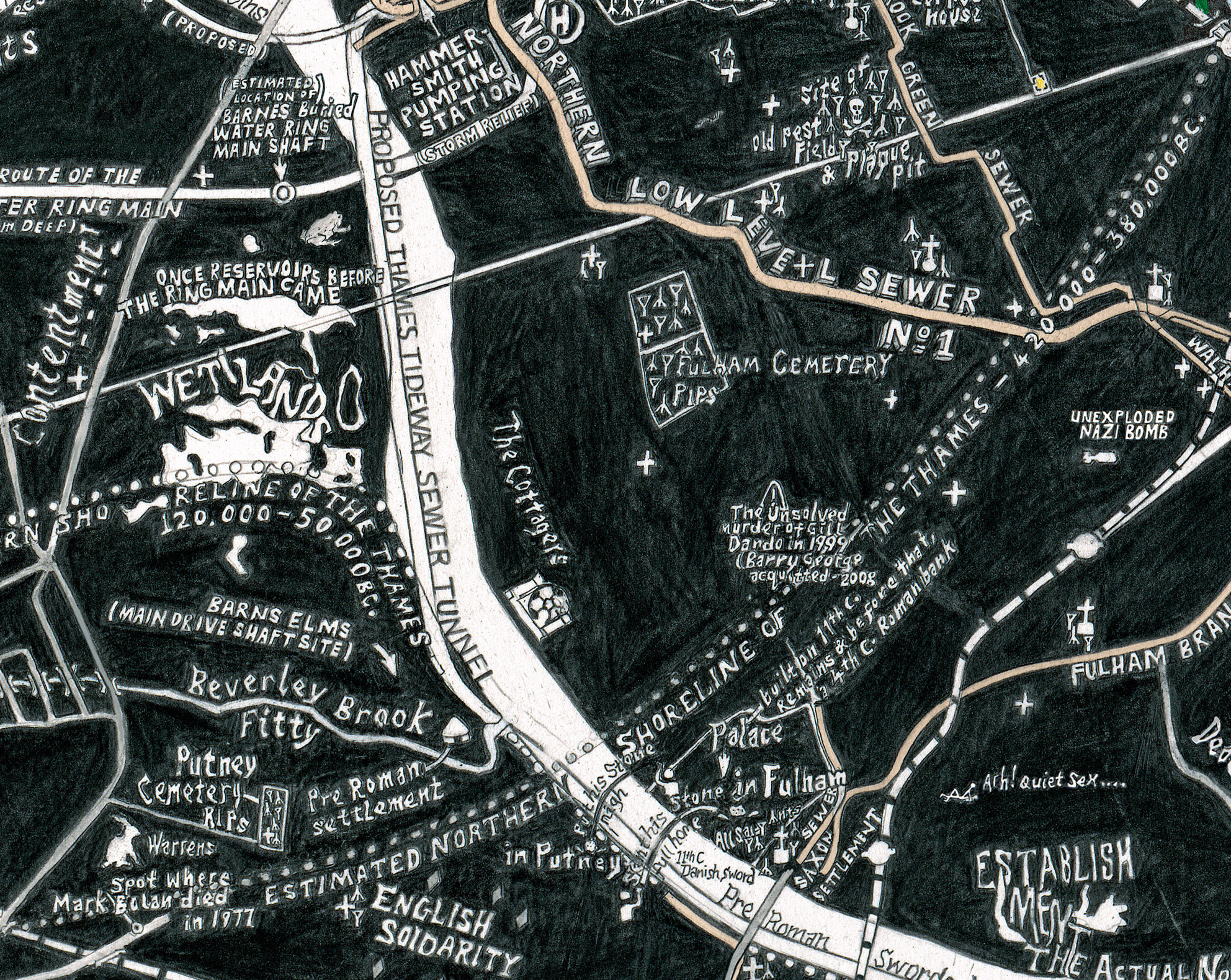 I contacted the Museum of London and interviewed the curator of the Prehistory Department, . I used their research to tract the estimated shoreline of the Thames going back to 420,000 BC.