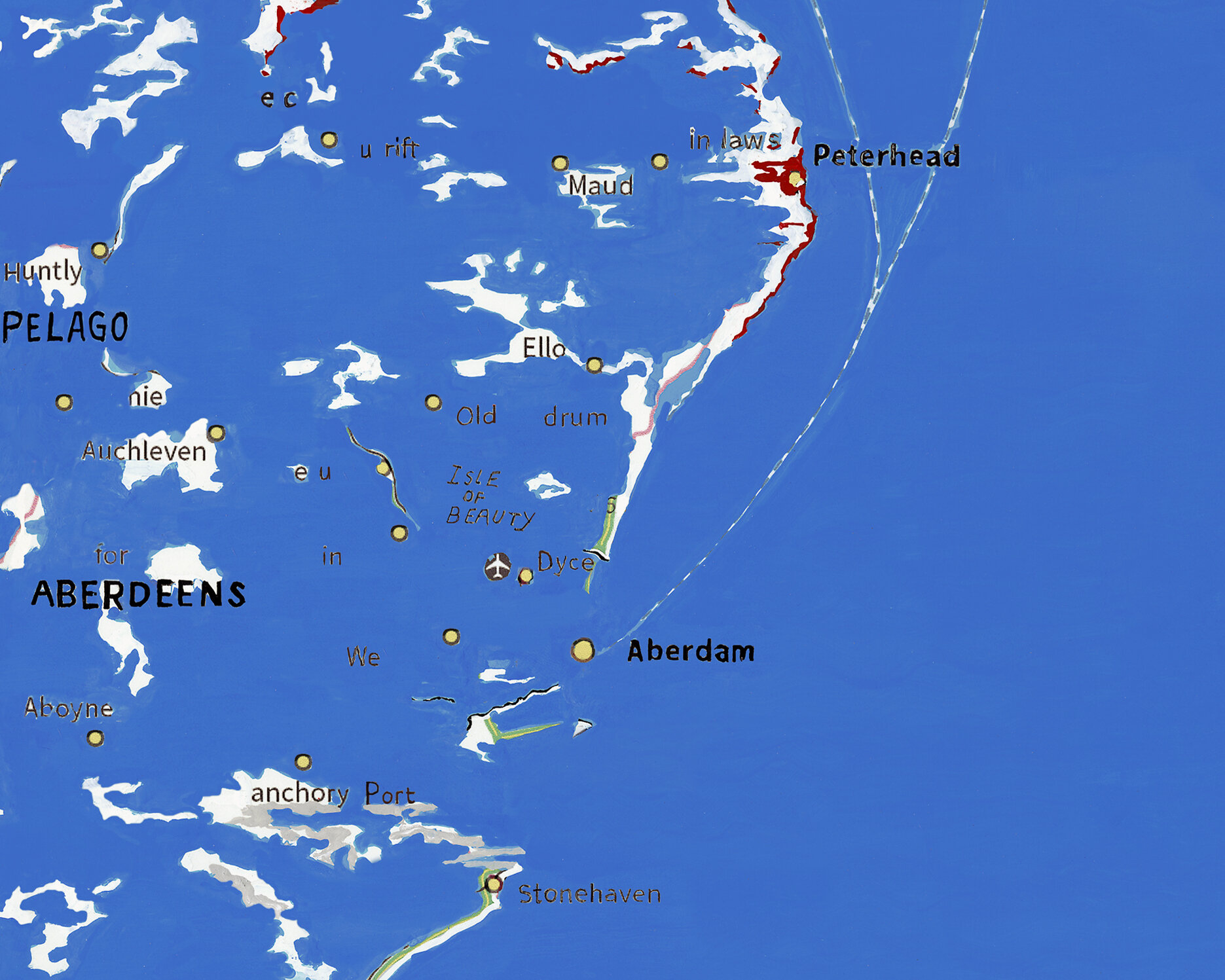 Exeter is now a lagoon. Aberdeen is now ‘Aberdam’, as it looks towards its European cousin.