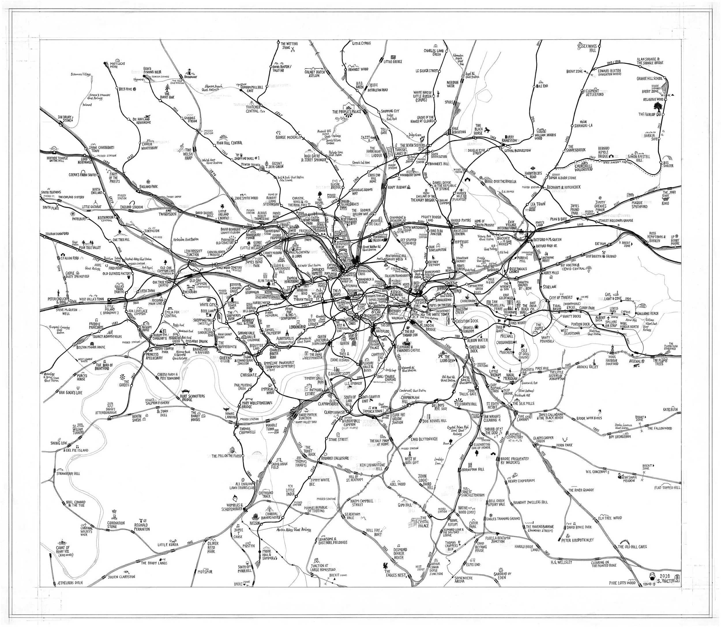 London Rail, 2020  Unique original drawing 