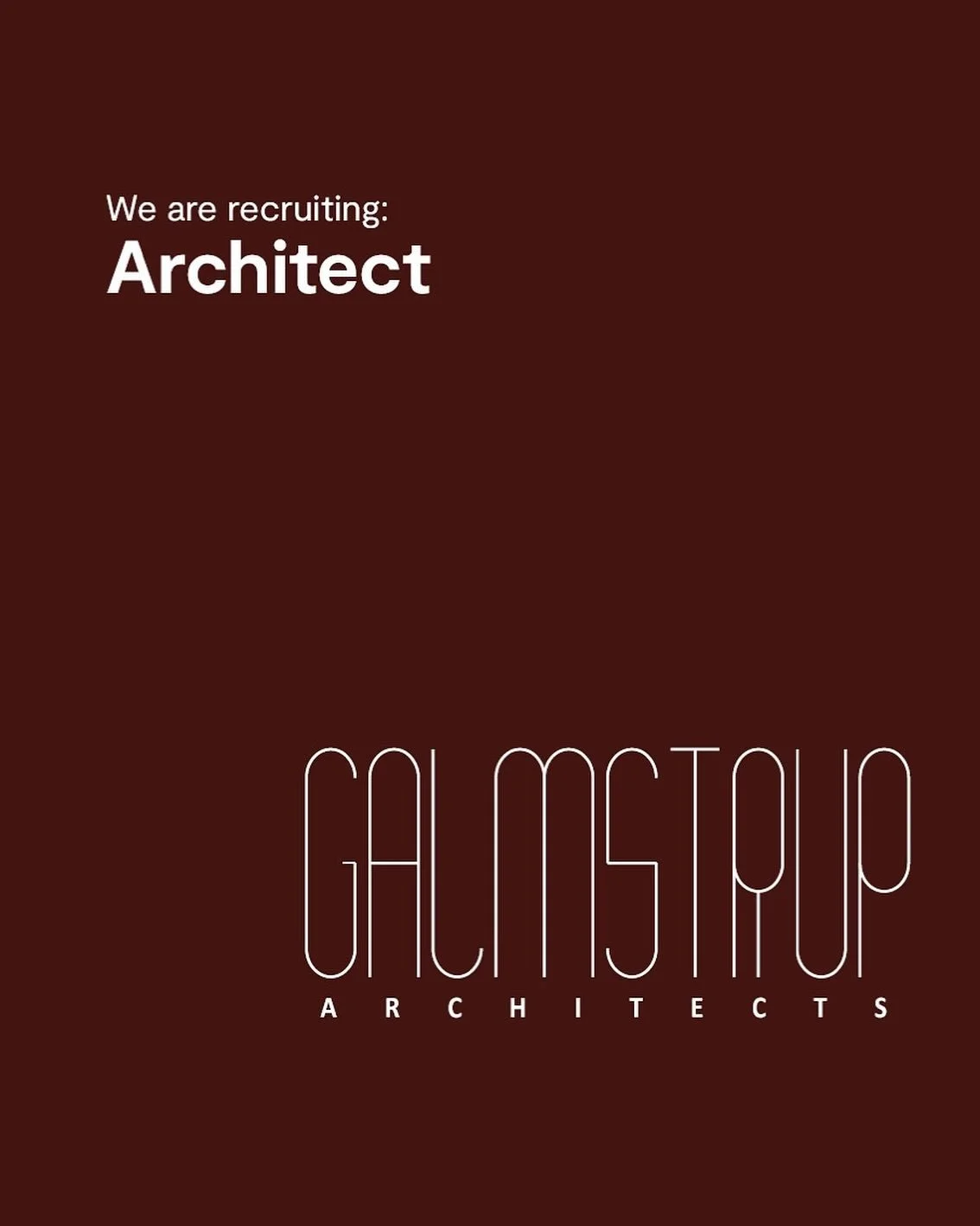 We are searching for an architect to join our studio.  Someone with the appetite to run cultural heritage projects. Interested or know someone who might be?  More information on our website 👇🏼 www.galmstrup.com 

#architect #projectarchitect #cultu