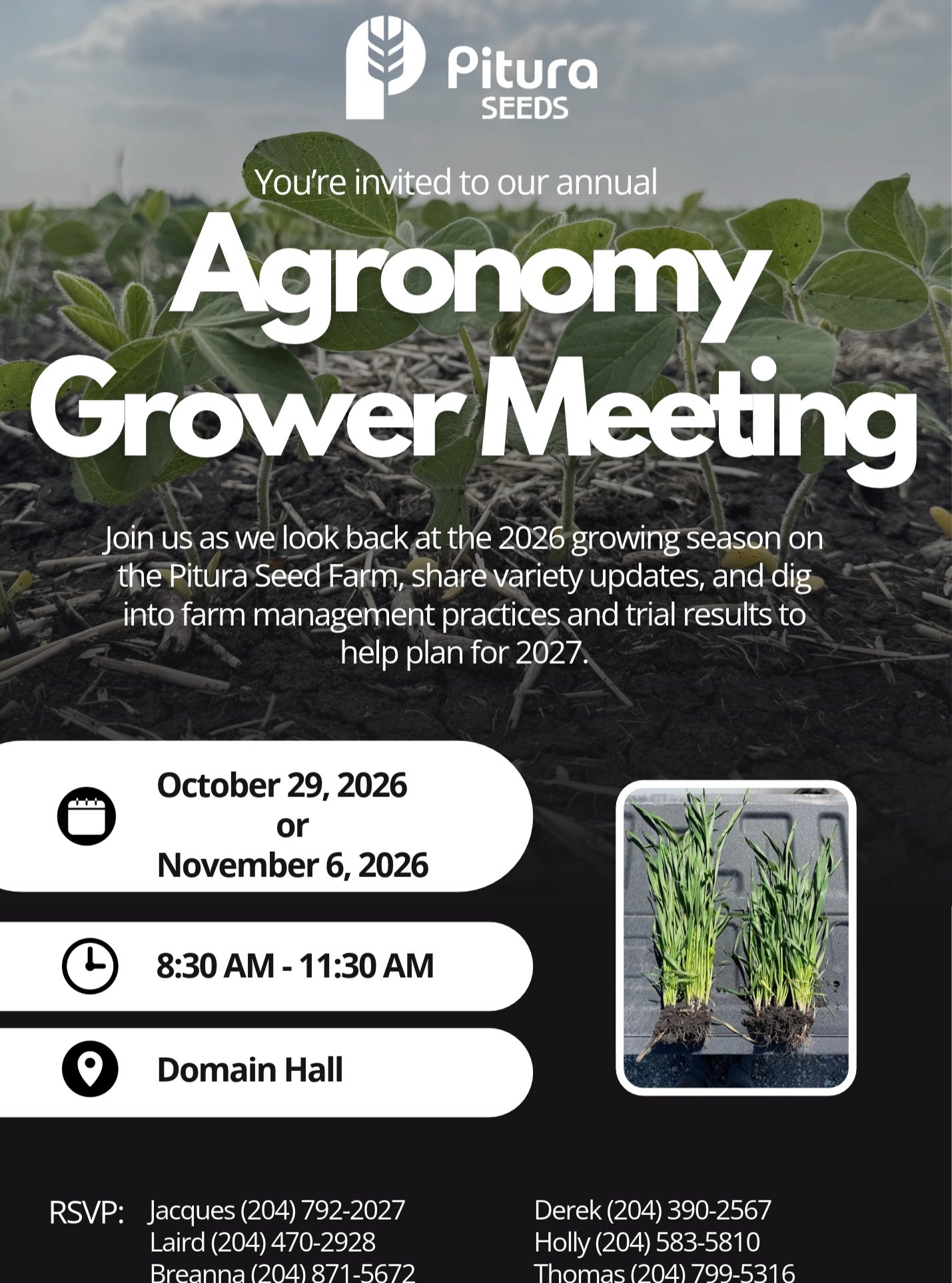 🌱 Our first Agronomy Grower Meeting is tomorrow!

Join us as we look back at the 2026 season on the Pitura Seeds farm. We'll share what worked, what didn't, variety updates, and trial results to help plan for 2027.

📅 Thursday, October 29
🕣 8:30 &