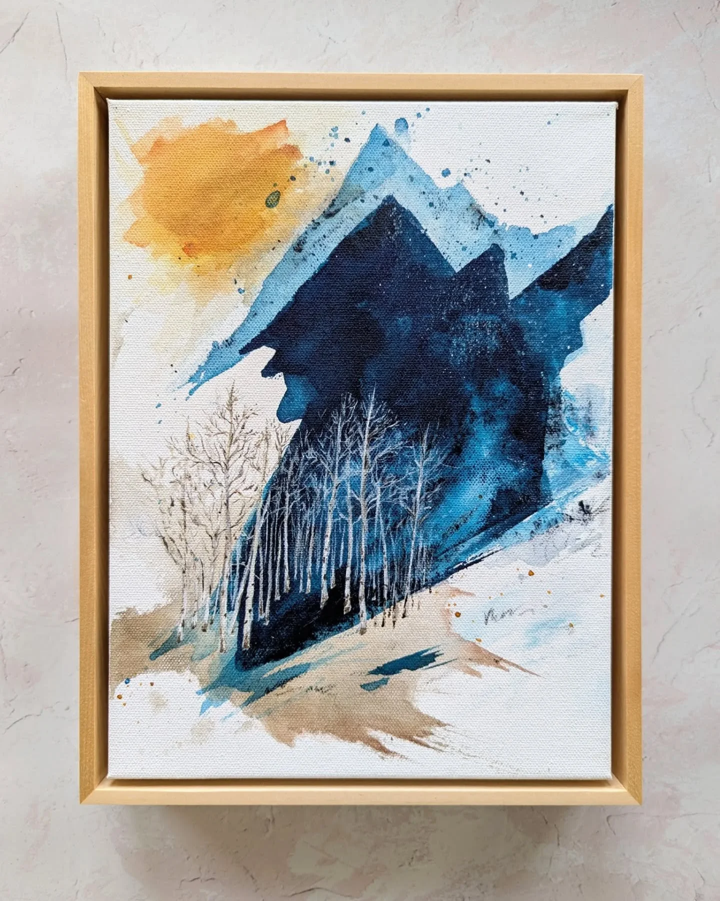 I'm becoming obsessed with painting trees and abstract landscapes and combining them with other completely abstract elements. This aspen grove is from my memories of living in Colorado and hiking the trails in the Fall.

Abstract landscape painting, 