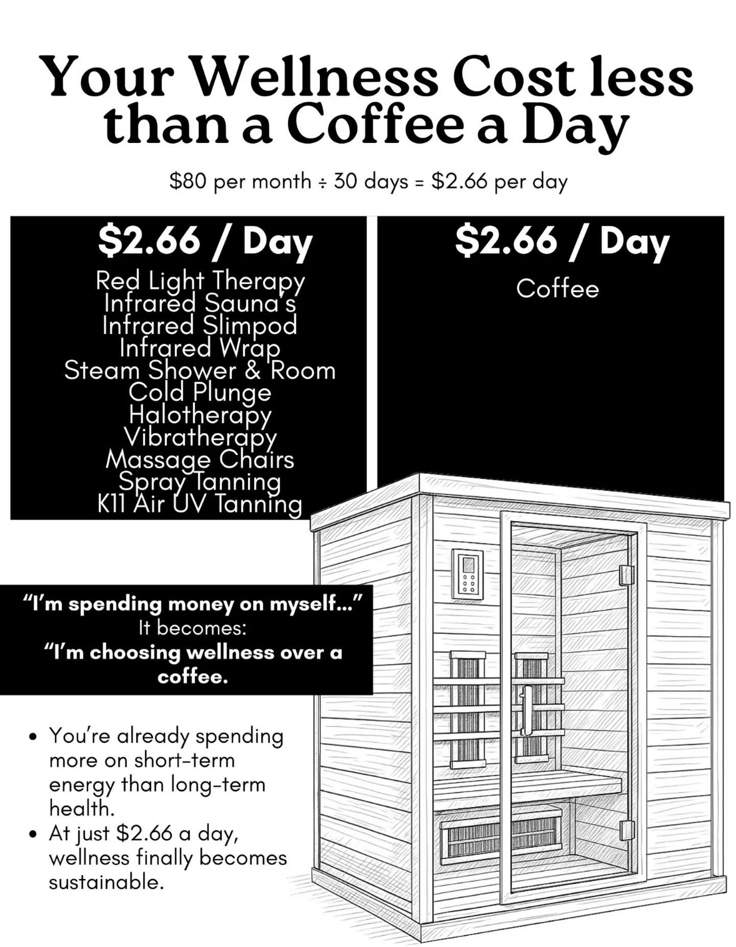 New Year, New You &ndash; and it&rsquo;s never been more affordable! For the price of a coffee a day, you can invest in your wellness and feel your best all year long. 🌱✨ Choose YOU this year, because self-care is the best way to start fresh! 💫 #Ne