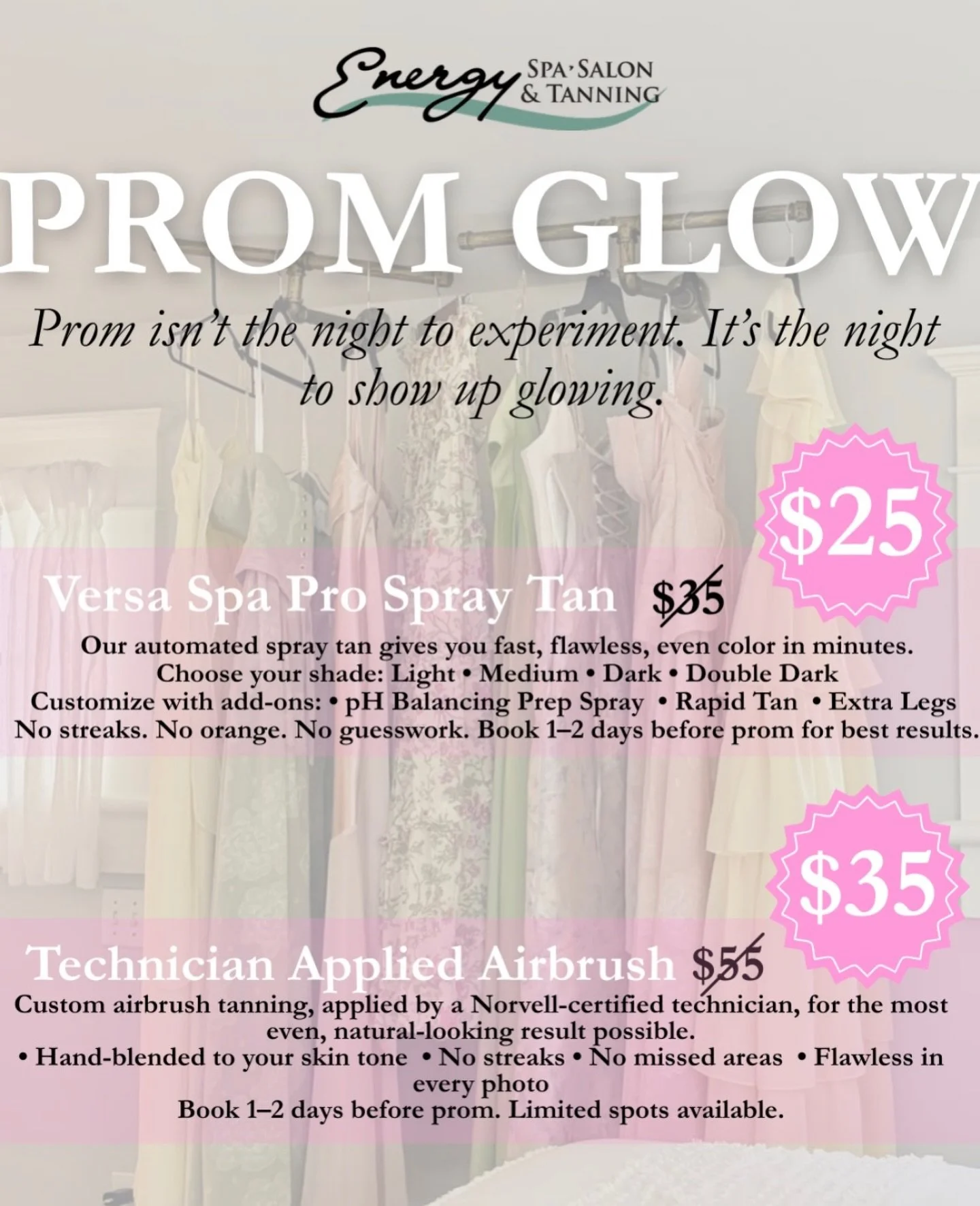 Vero&rsquo;s best spray tan spot.📍
No streaks. No orange. No guessing.👙
Just a flawless prom glow. 👗
Valid for all High Schools, ends May 3rd 2026.