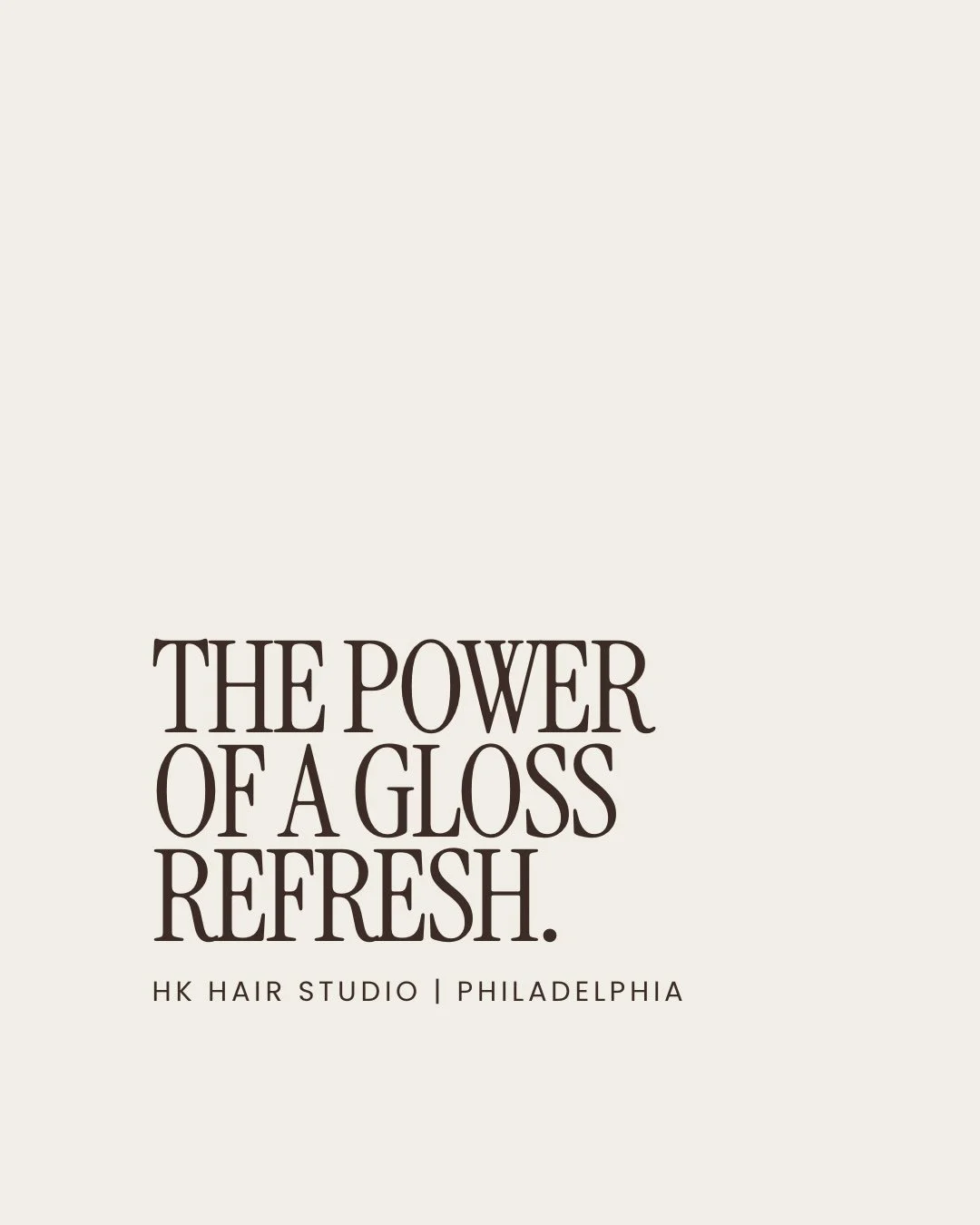 Sometimes your color doesn&rsquo;t need a complete redo. It just needs a little refresh.

A gloss can bring back shine, refresh your tone and make your color feel fresh again.

Visit www.HKHairStudioPhilly.com or use our link in bio to book your Glos