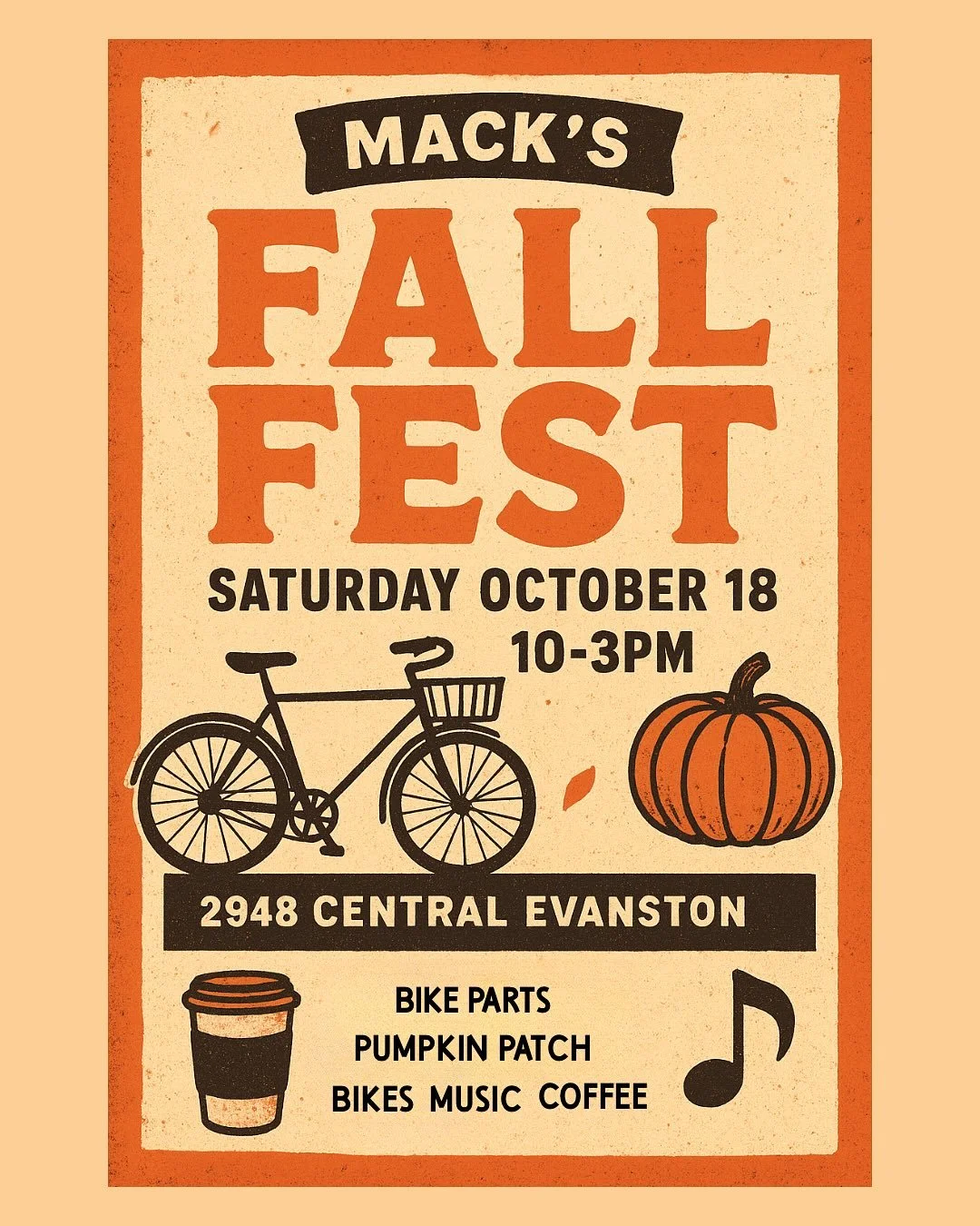 It&rsquo;s back! Our annual Fall Fest this year is just a month away! 🎃 🚲 &hearts;️ 

Saturday 10-18
10-3pm
in our lot! 

Bikes 
bike Parts 
Coffee 
Music 
Pumpkin Patch 
Face-painter 11-1pm compliments of us + @laurenweiss_realestate 

see you all