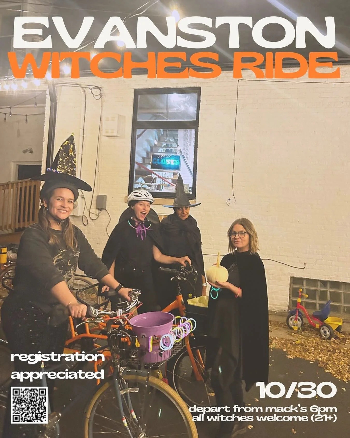 ✨ Calling all lady witches✨ for our annual bicycle ride around town to celebrate the spooky season together. We already have over 50 witches signed up and hope you&rsquo;ll join us! 

🕰 Witches are welcome to arrive at Mack&rsquo;s Bike and Goods an