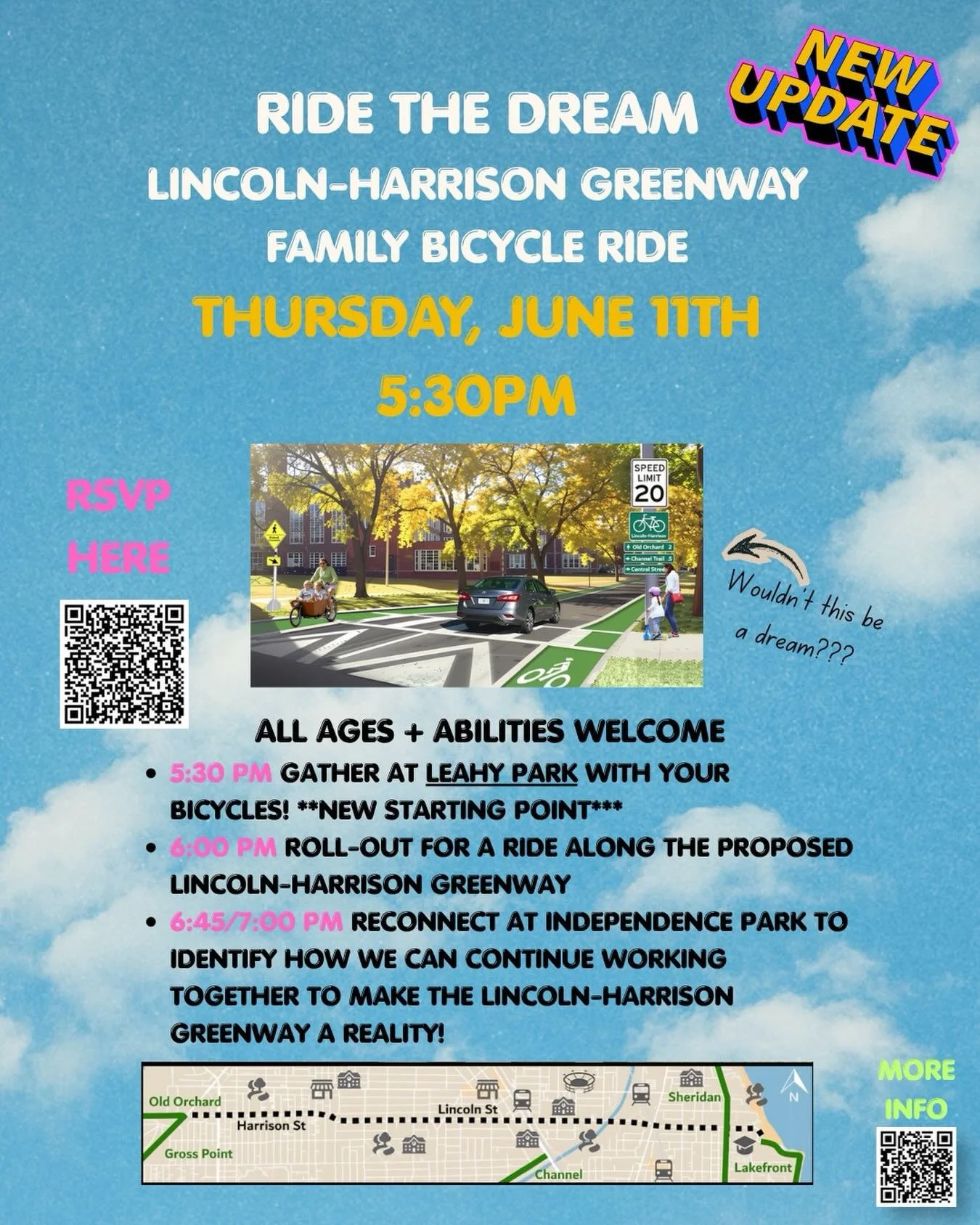 RESCHEDULED! NEW TIME + DATE + STARTING LOCATION. JOIN US FOR AN ALL AGES &amp; ABILITIES BICYCLE RIDE DOWN WHAT WE HOPE TO BE THE FUTURE LINCOLN-HARRISON GREENWAY!

Let&rsquo;s keep working together as a community to help support building a network 