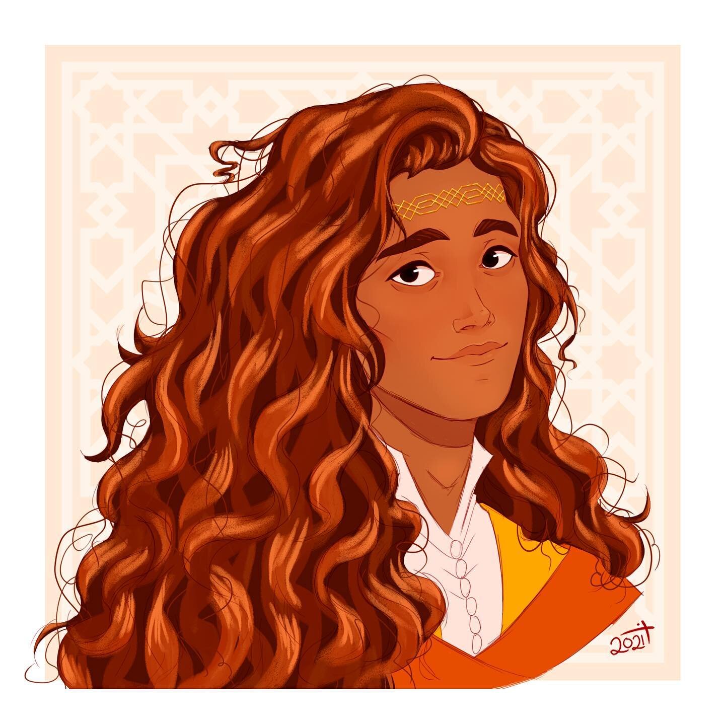 OC time! Companion piece to that character redraw from 2014 (https://www.instagram.com/p/CKOxo4WgTjk/), hope to use this as a stepping stone to getting better at drawing curly hair&hellip; For reasons 👀#illustration #oc #digitalart #characterdesign 