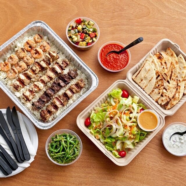 Thinking about a picnic this weekend? 🧺 Sticks' Pick 6 is the perfect to-go meal for a family or get-together with friends. The Pick 6 feeds 4-6 people with your choice of 6 kebobs, 2 large sides, 2 sauces, rice, salad, and flatbread.