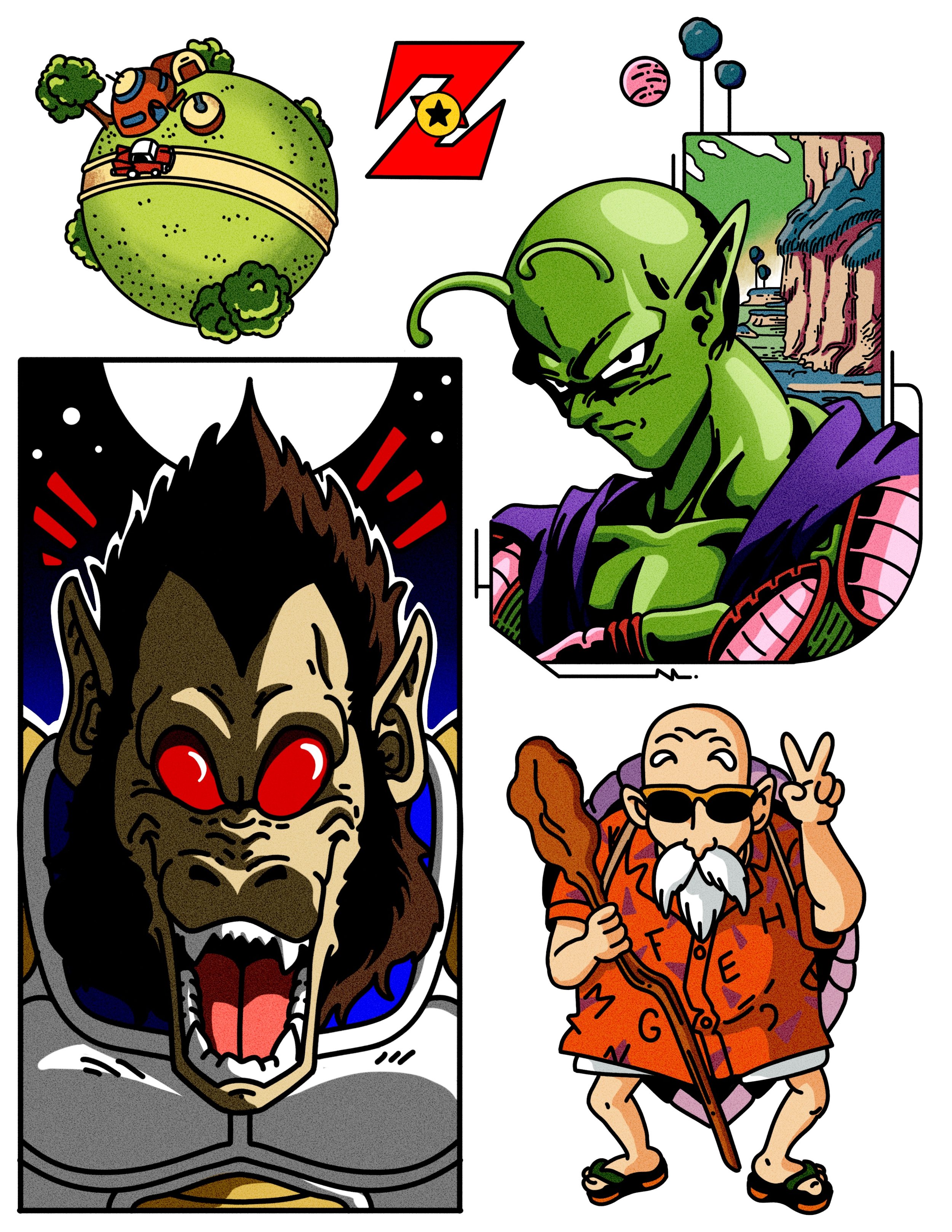 Classic dragon ball z character tattoo designs