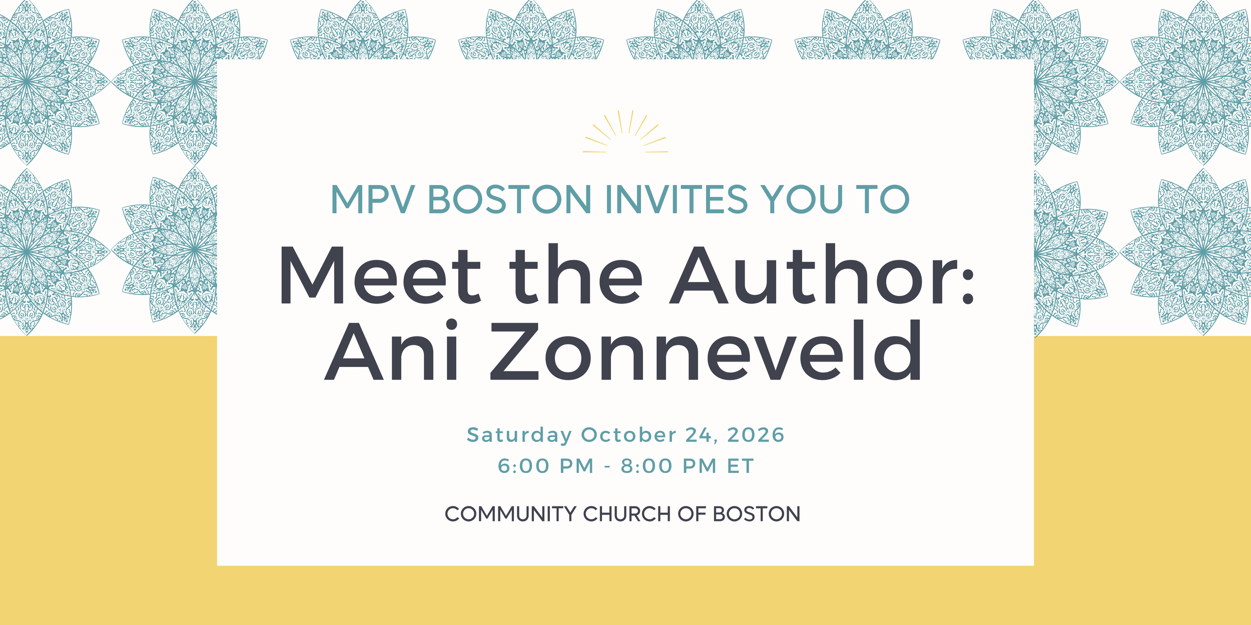 MPV Boston: Meet the Author - An Evening with Ani Zonneveld