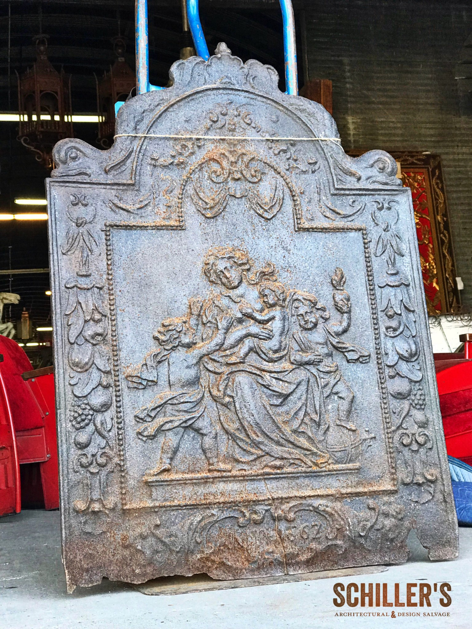 Cast Iron Fireplace Plaque Insert — Schiller's Salvage - Tampa, Florida