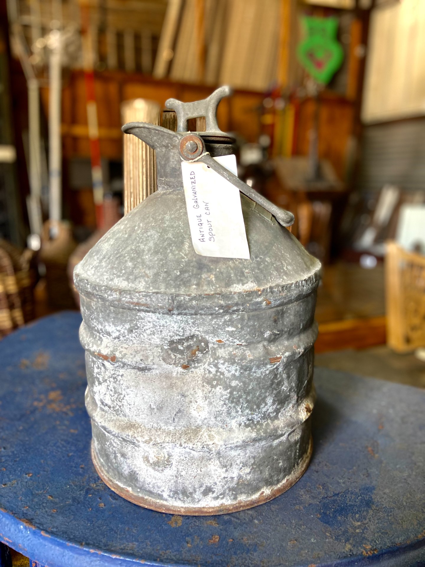 Antique Galvanized Spout Can