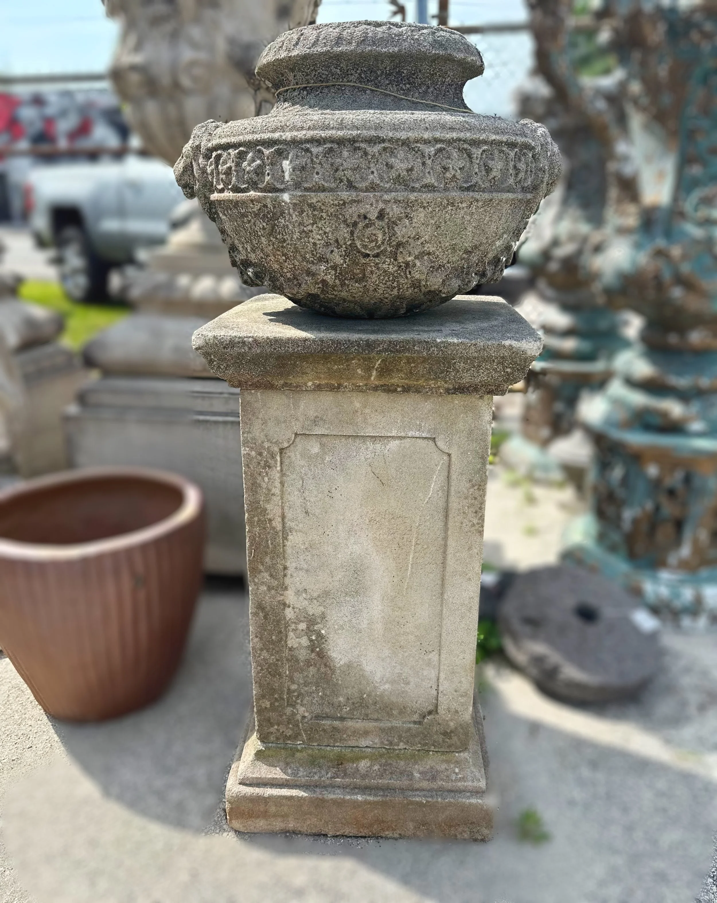 Cast Stone Urn on Pedestal