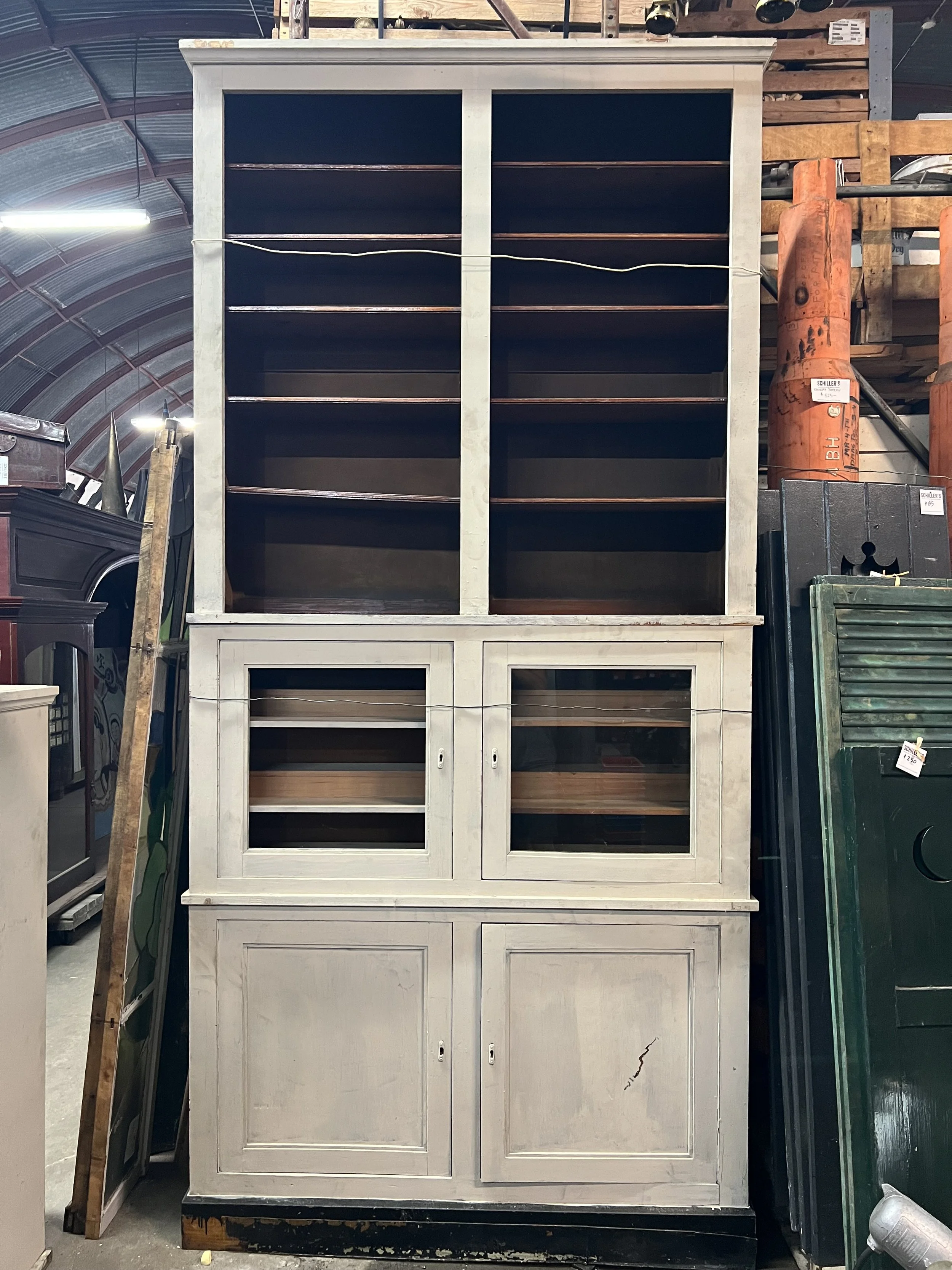 Antique Pharmacy Shelf and cabinet unit