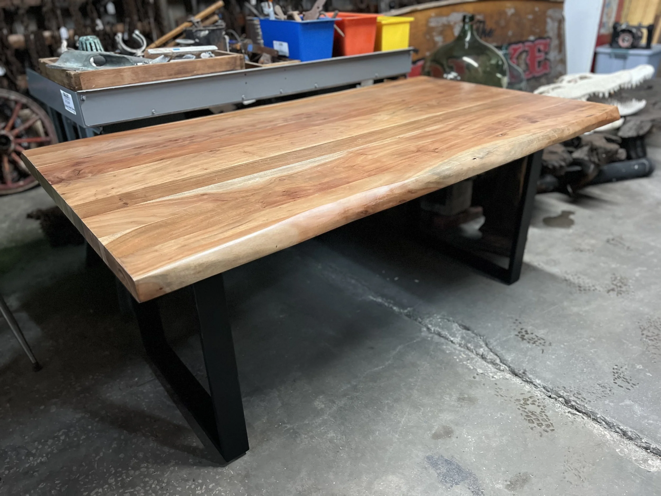 Live edge walnut table w/metal legs