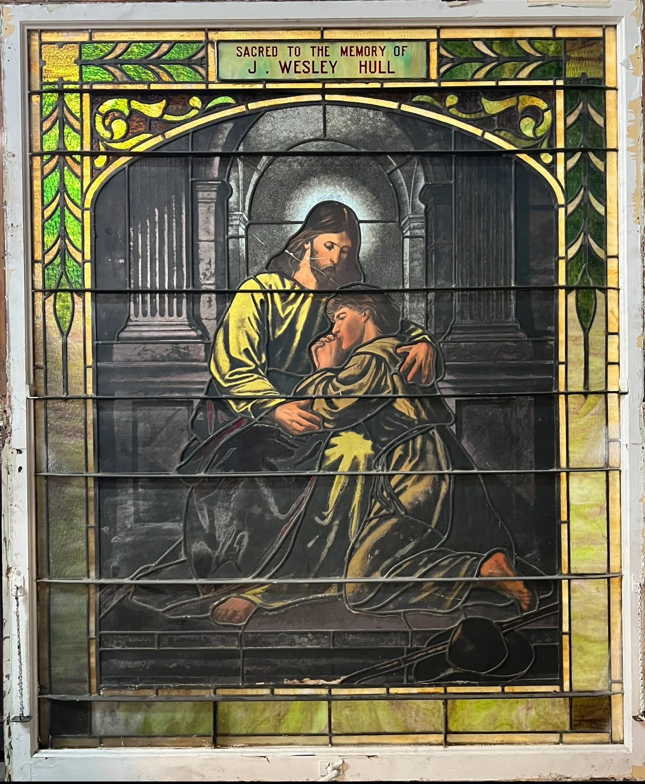 Huge stained glass w/ religious figures