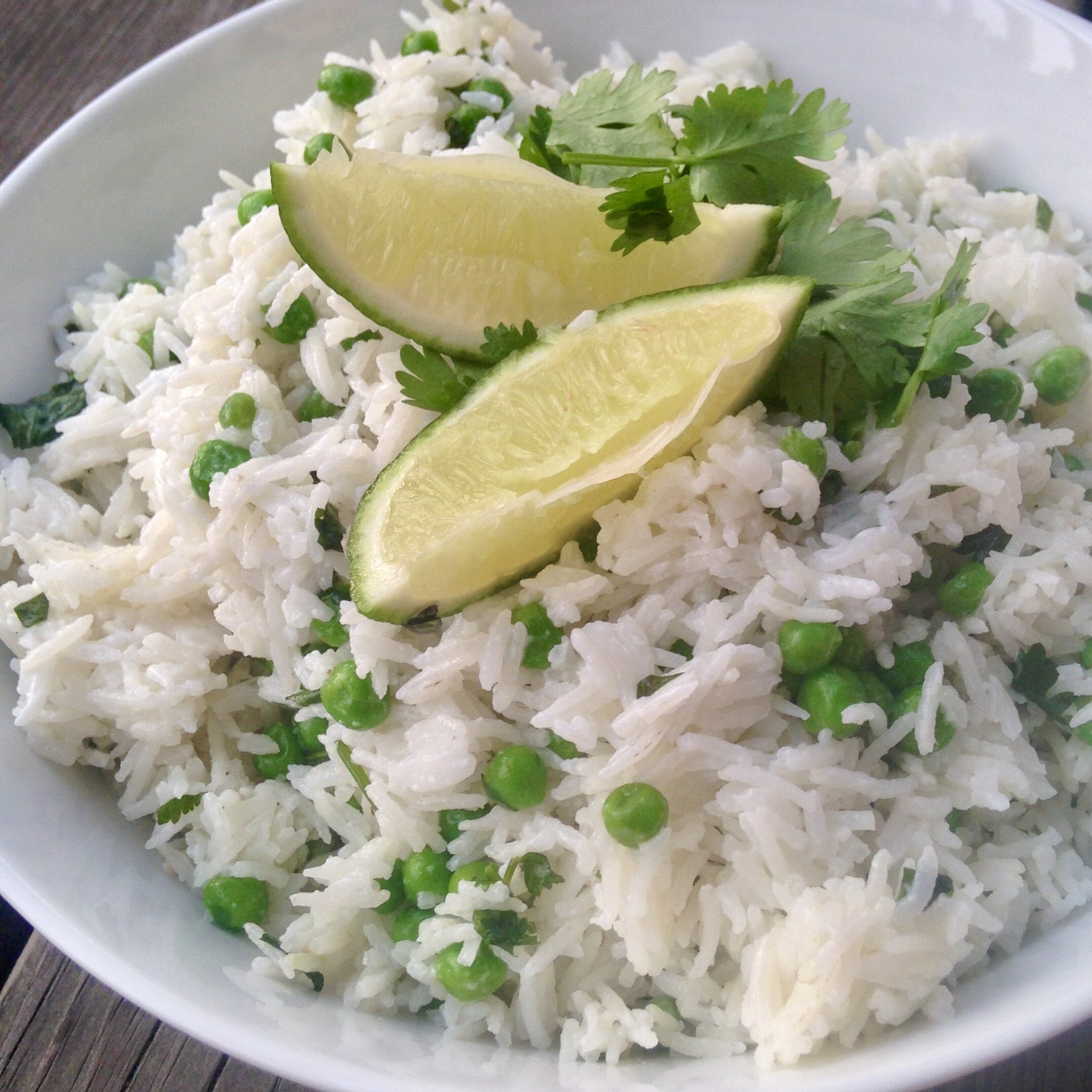 Coconut Rice with Peas and Cilantro